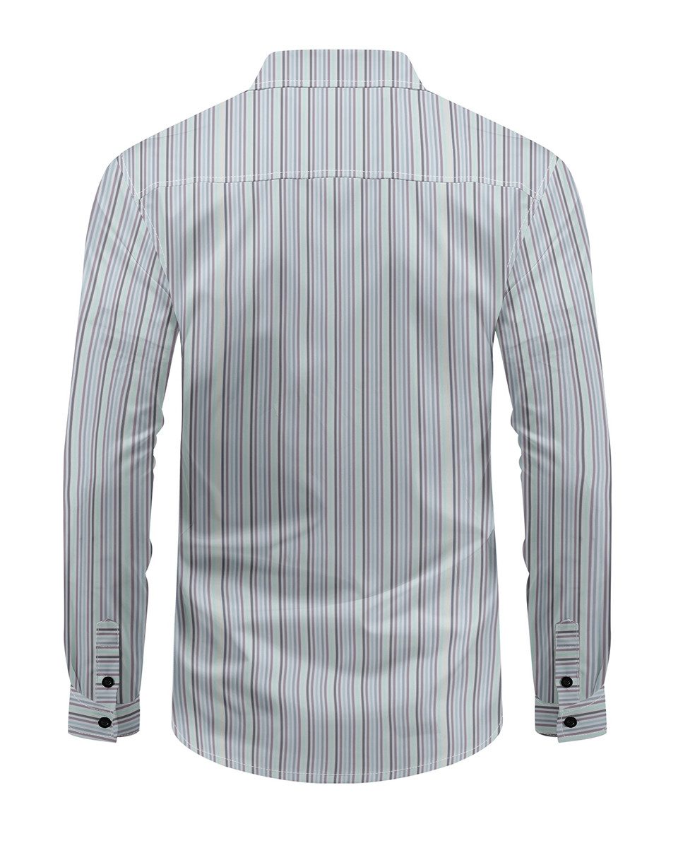Allthemen Langarmhemd mit mehrfarbigen Blockstreifen Herren Freizeitshemd R günstig online kaufen