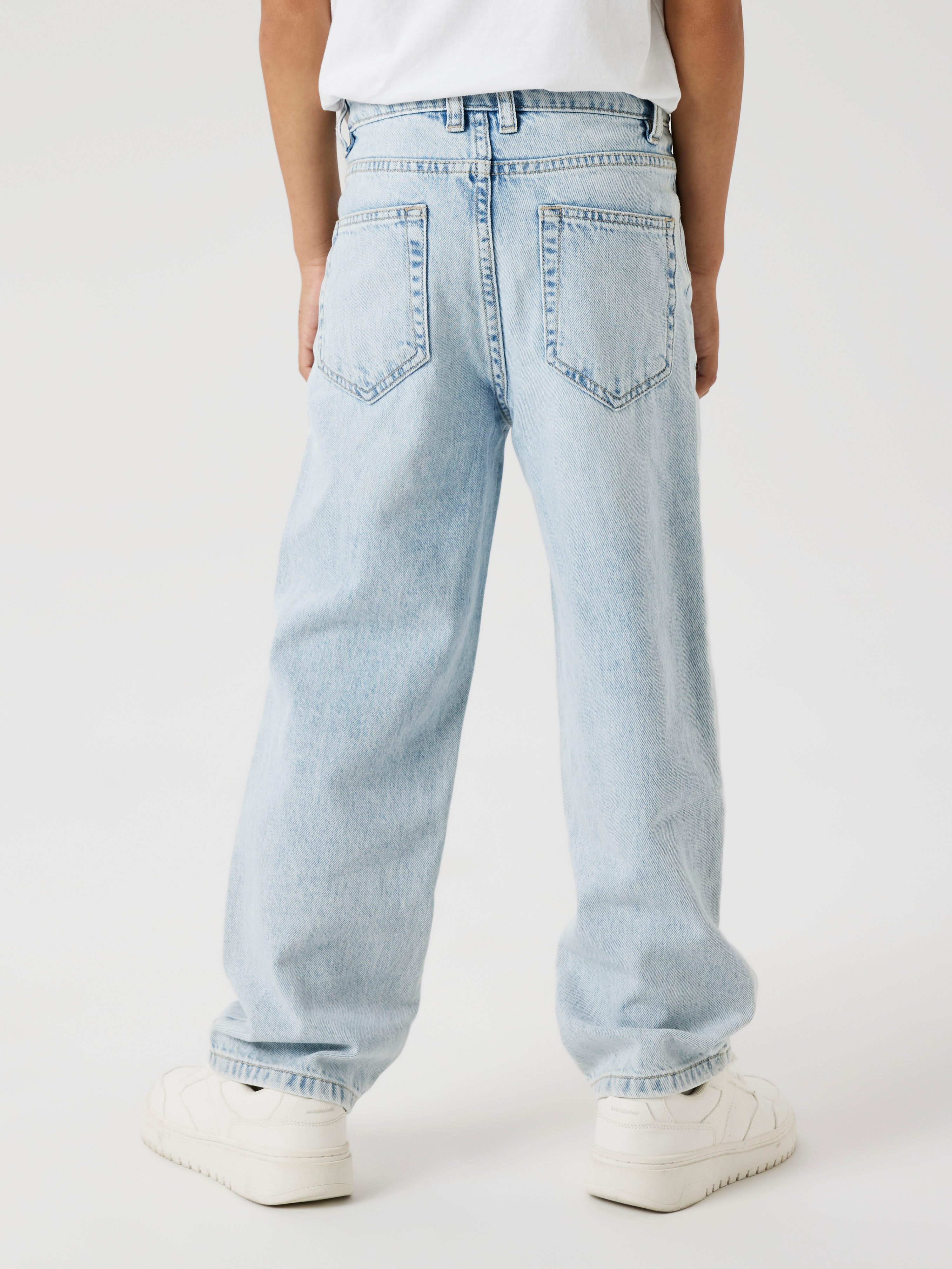 Name It Straight-Jeans NKFROSE für Mädchen mit High Waist und weitem Bein unifarben, casual, loose fit, Baumwollmischung, Denim