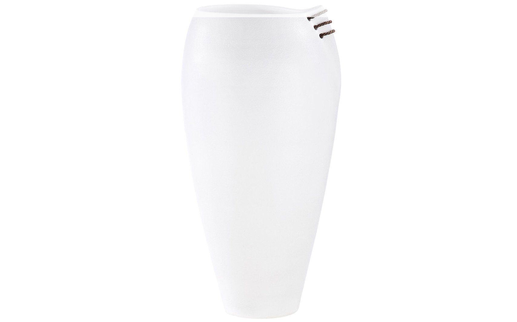 weiß Vase Bodenvase GILDE cm mit GILDE Ø 32 H: 62 braunem Coimbra cm Band