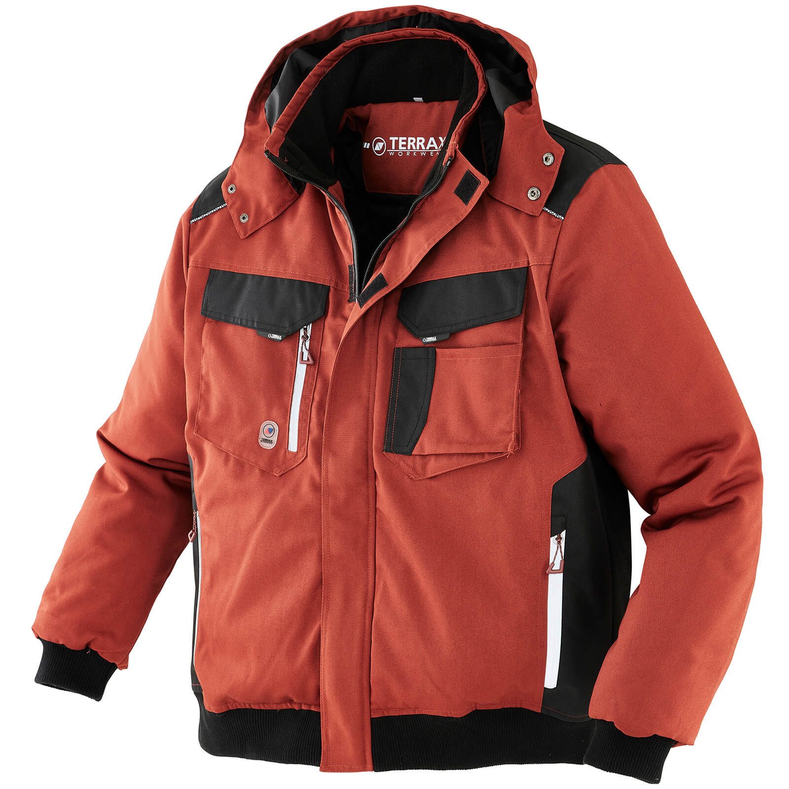 Terrax Workwear Arbeitsjacke Wattierte Pilotenjacke Herren Pilotenjacke mit Stehkragen und reflektierenden Details