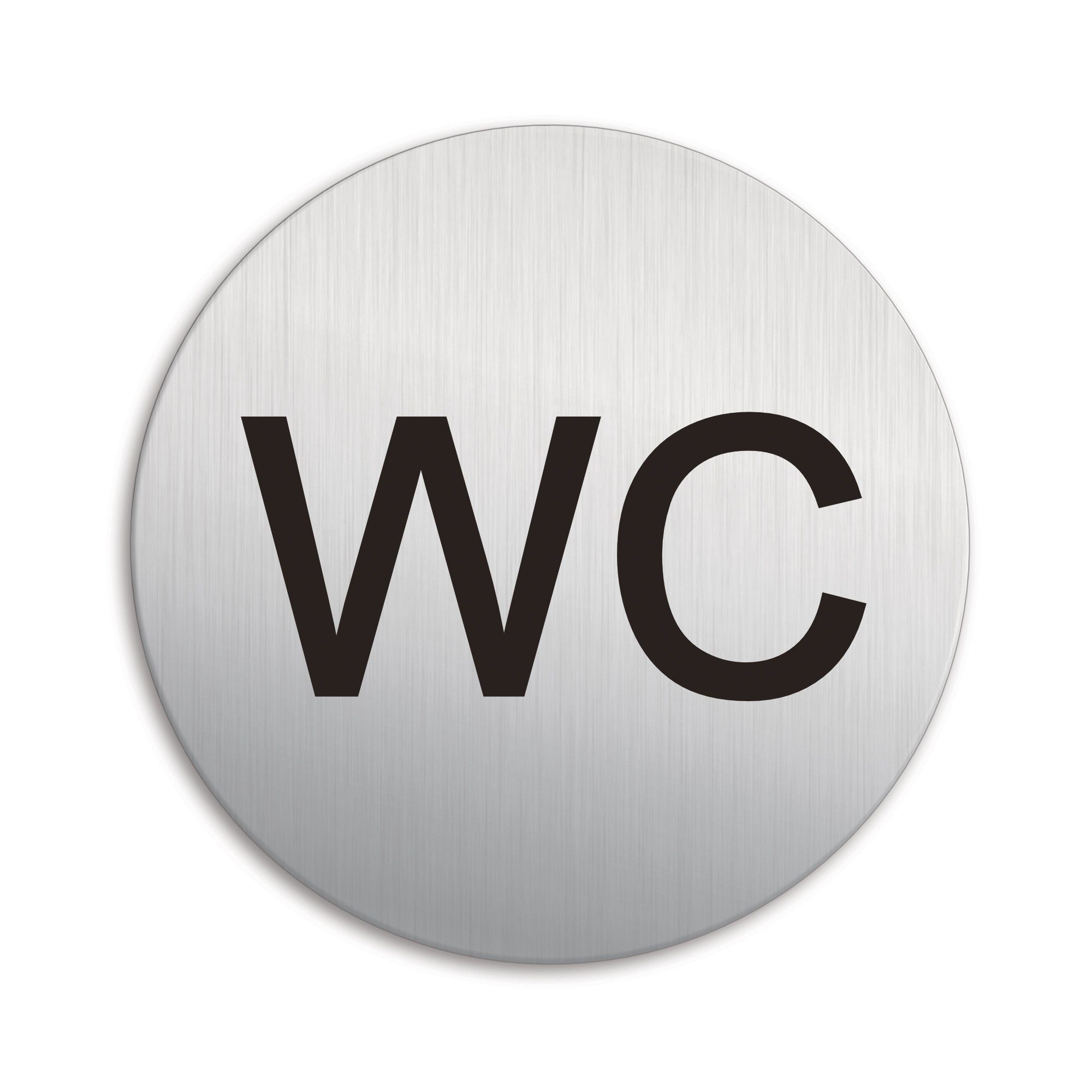 OFFORM DESIGN Hinweisschild WC Toilette Ø 100 mm Aluminium Edelstahloptik selbstklebend, (1 St)