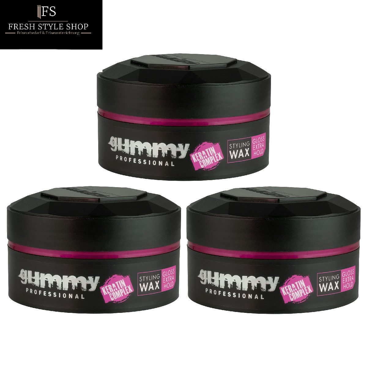 Haarwachs 3x Haarstyling Wax Hair Wax Gloss Extra Hold 150ml