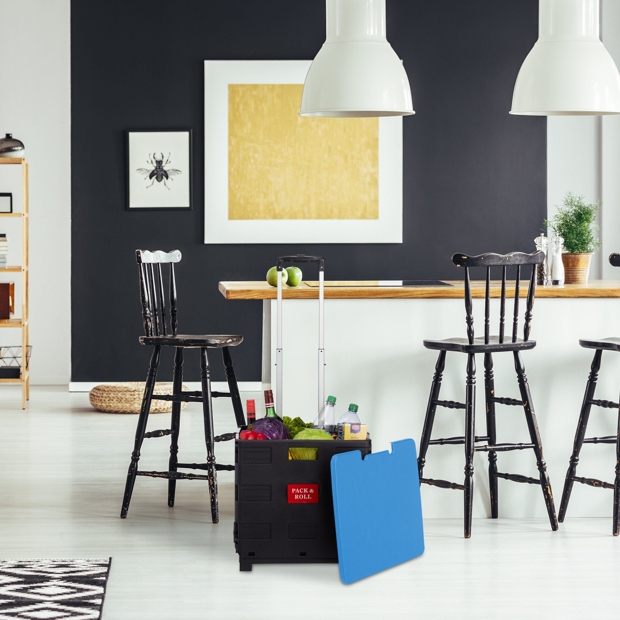 relaxdays Einkaufstrolley Klappbarer Einkaufstrolley mit Deckel, günstig online kaufen
