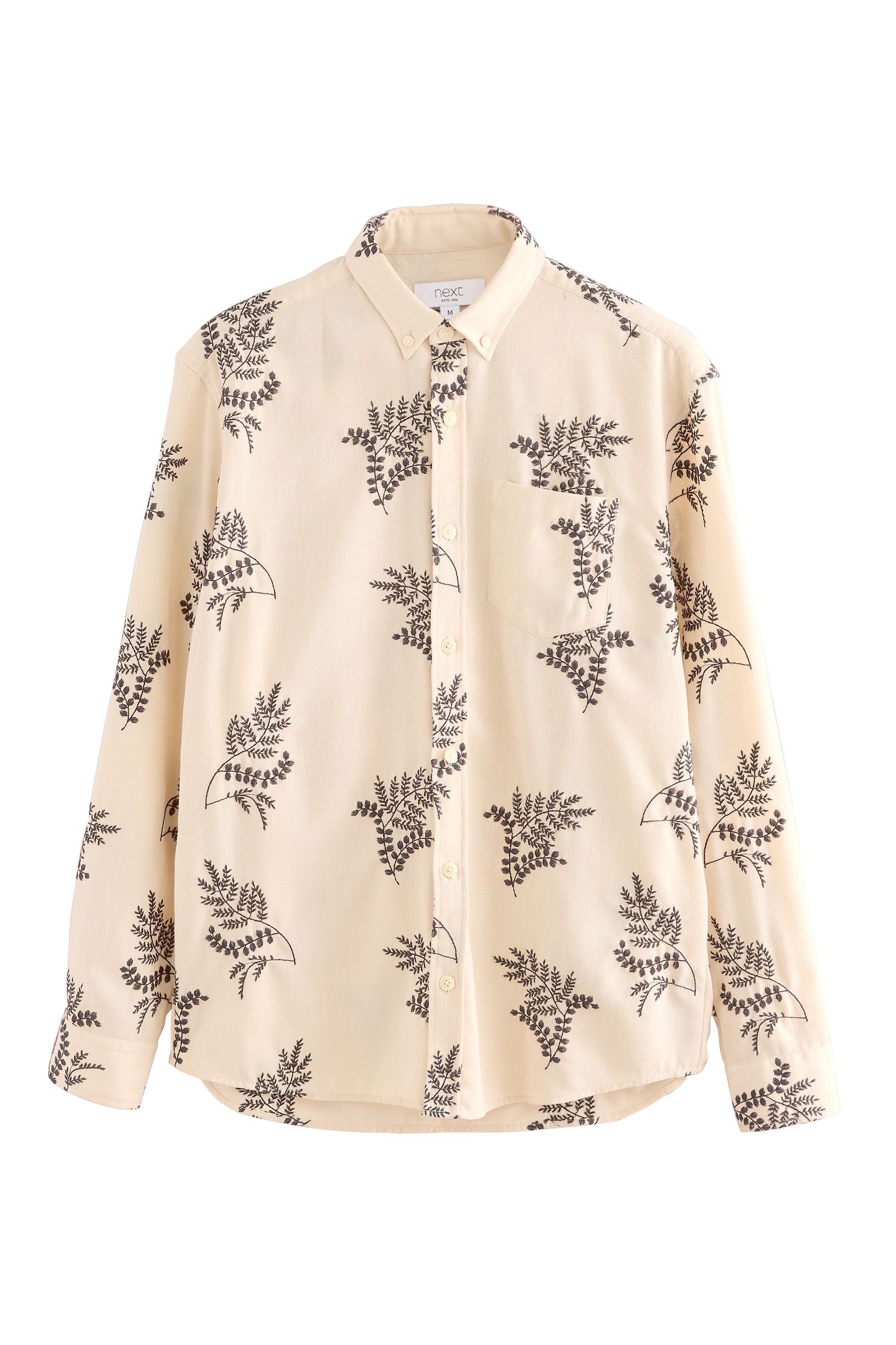 Langarmhemd Langarm-Bluse mit Stickerei