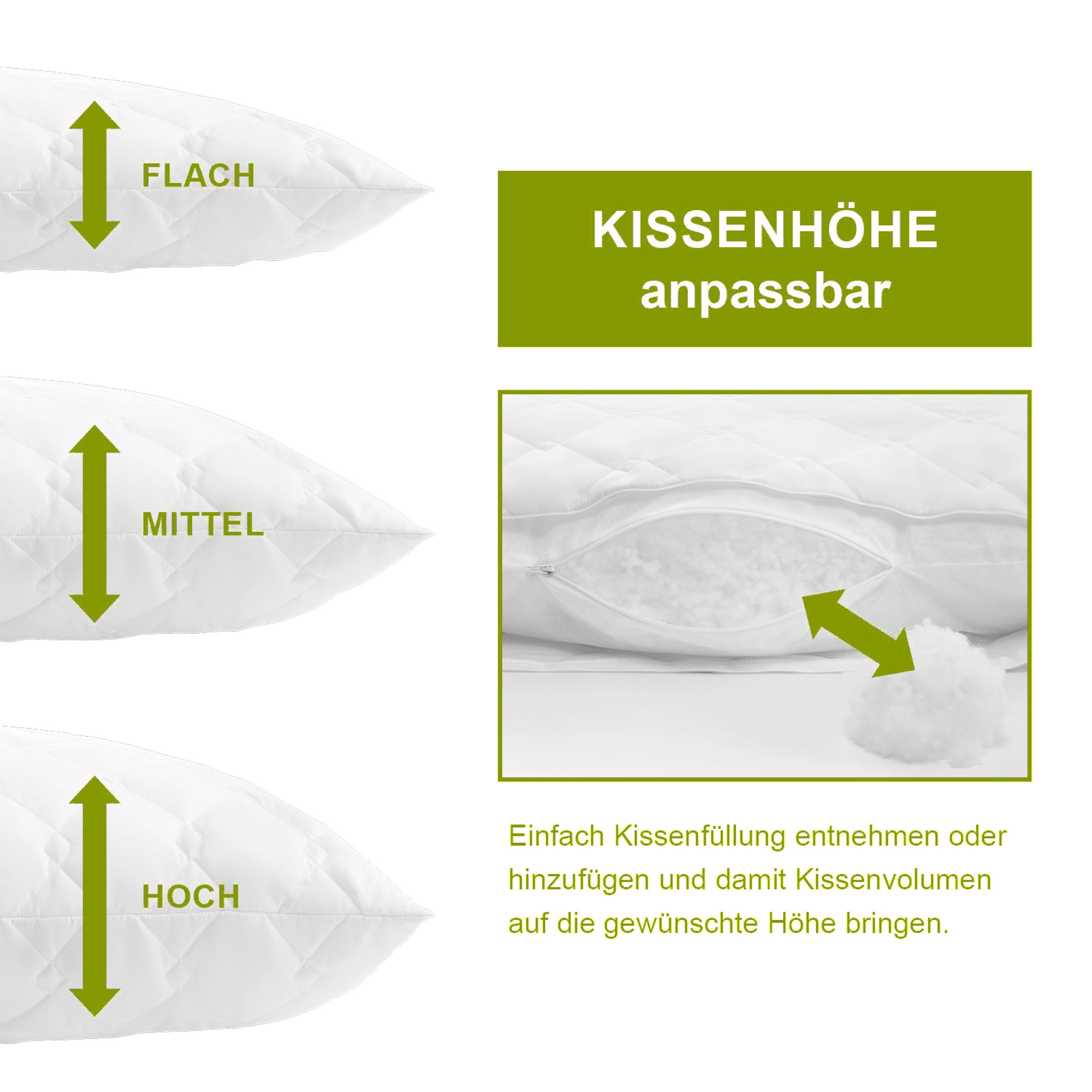 irisette GREENLINE Kopfkissen Kissen Irisette Greenline Megafil®, Füllung: 100 % Polyester – Megafil® Bio-Faser (Hohlfaserkugeln), Seitenschläfer, Bauchschläfer – Bild 4 von 5