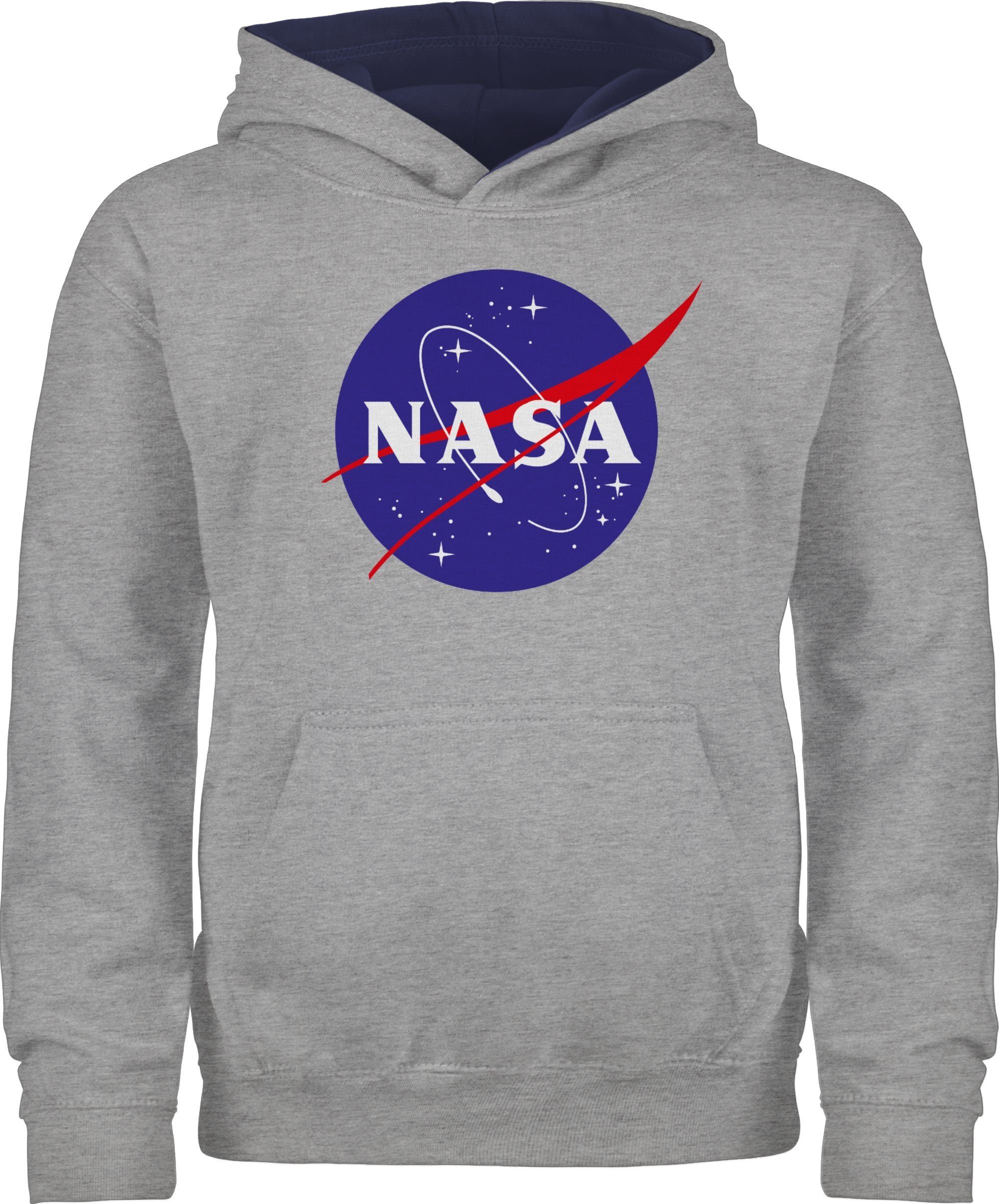 Logo Kinderkleidung Nasa und 3 Meatball Hoodie meliert/Navy Blau Grau Co Shirtracer