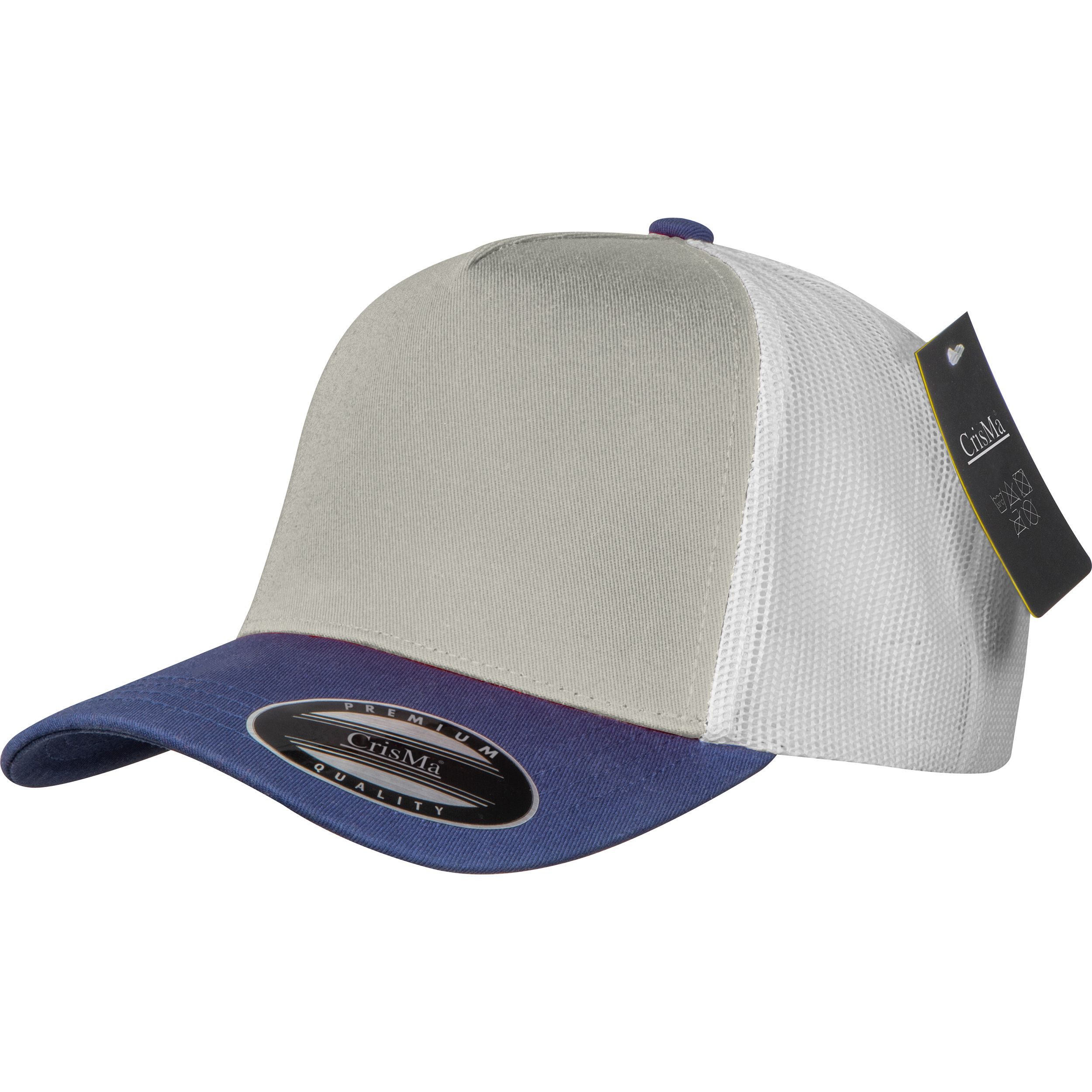 Baseball Cap Baumwoll Basecap "CrisMa" / mit Mesheinsatz / Farbe: blau-weiß-grau