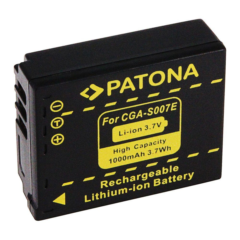 Patona 2x Akku für Panasonic CGA-S007 Kamera-Akku Ersatzakku 1000 mAh (3,7 V, 2 St), S007 DMC-TZ5 TZ4 TZ3 TZ2 TZ1 DMW-BCD10