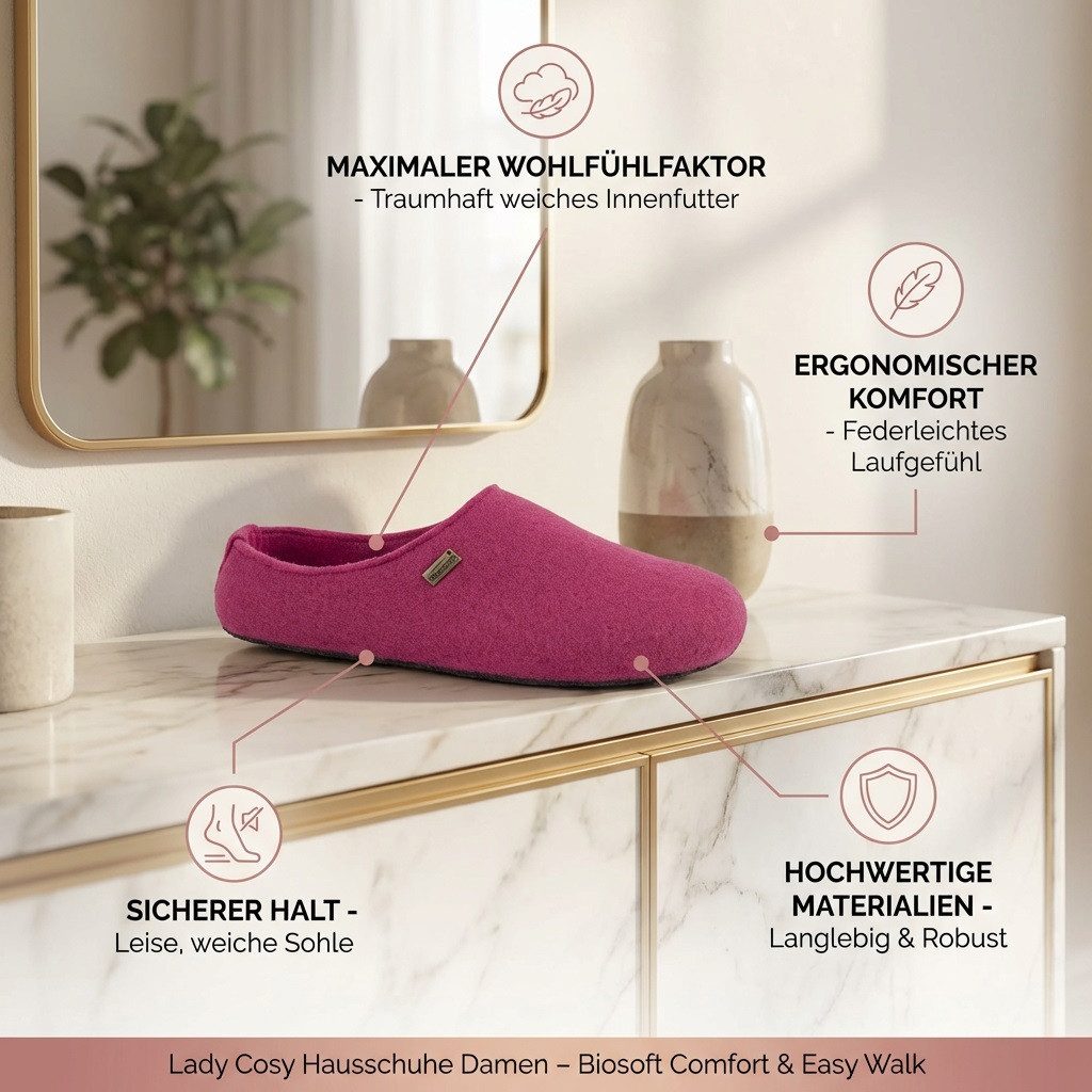 Biosoft Comfort & Easy Walk Lady Cosy Hausschuhe Damen Größe 37 - 41 Hausschuh