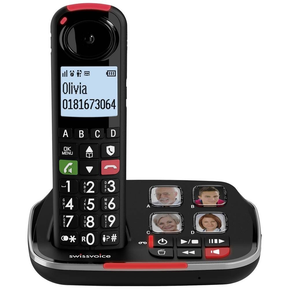 (Anrufbeantworter, mit Foto-Tasten, DECT und Swissvoice Telefon Freisprechen) Anrufbeantworter Seniorentelefon