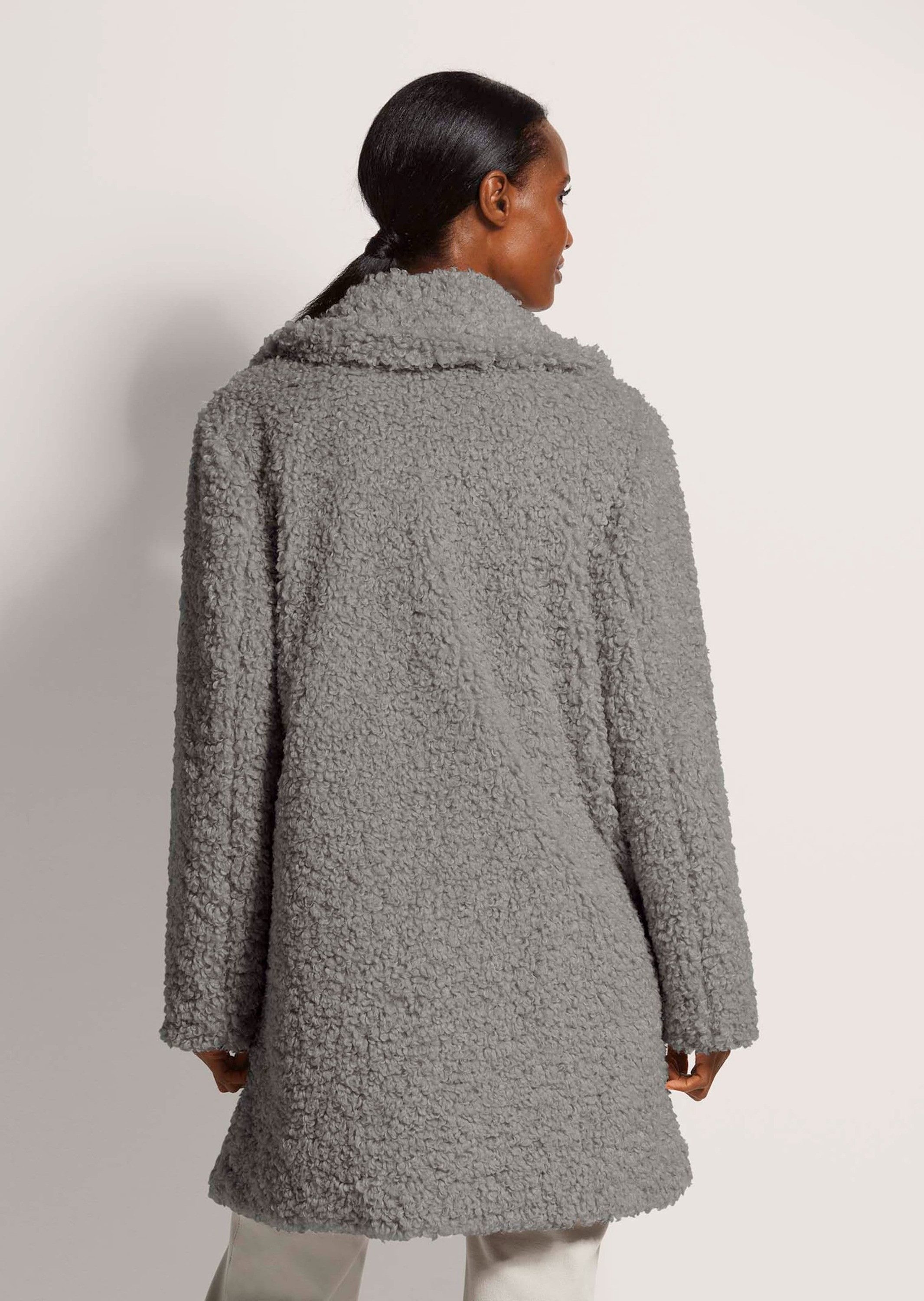 MADELEINE Kurzmantel Flauschiger Webpelz mit Reverskragen Teddymantel mit Taschen, leicht gefüttert, verdeckte Knöpfe