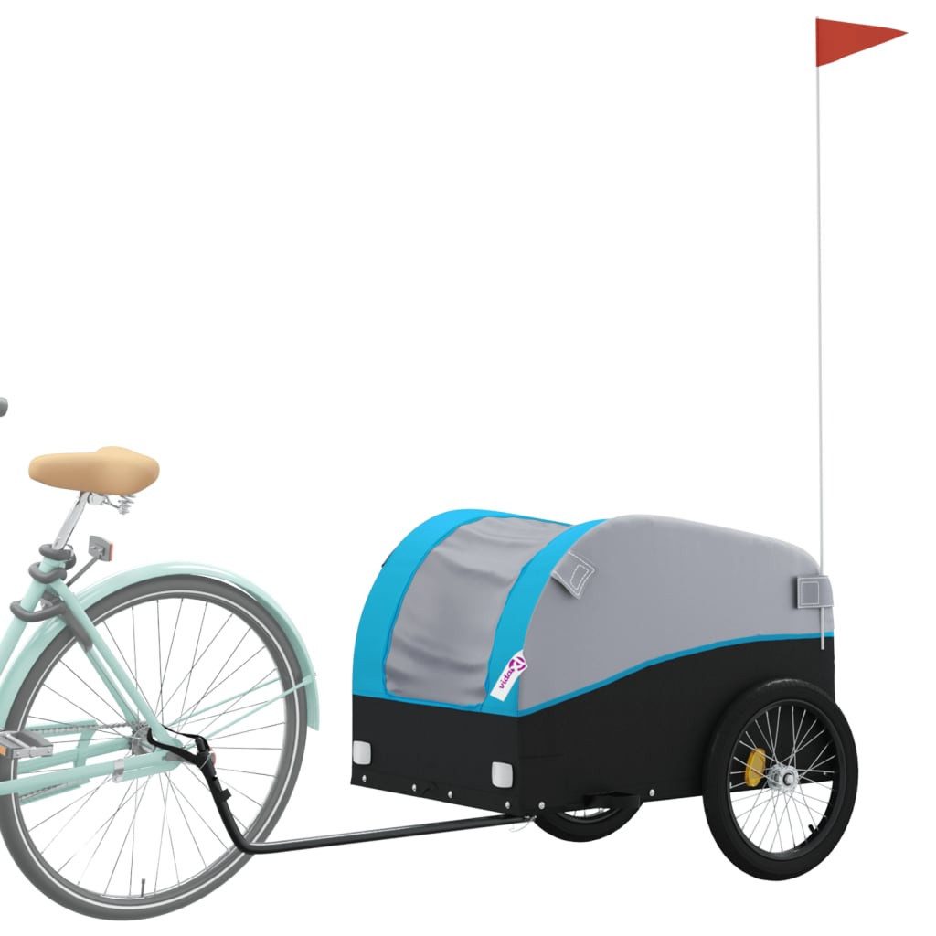 vidaXL Fahrradkinderanhänger blau Lastenanhänger für Fahrrad Schwarz und Blau 45 kg Eisen