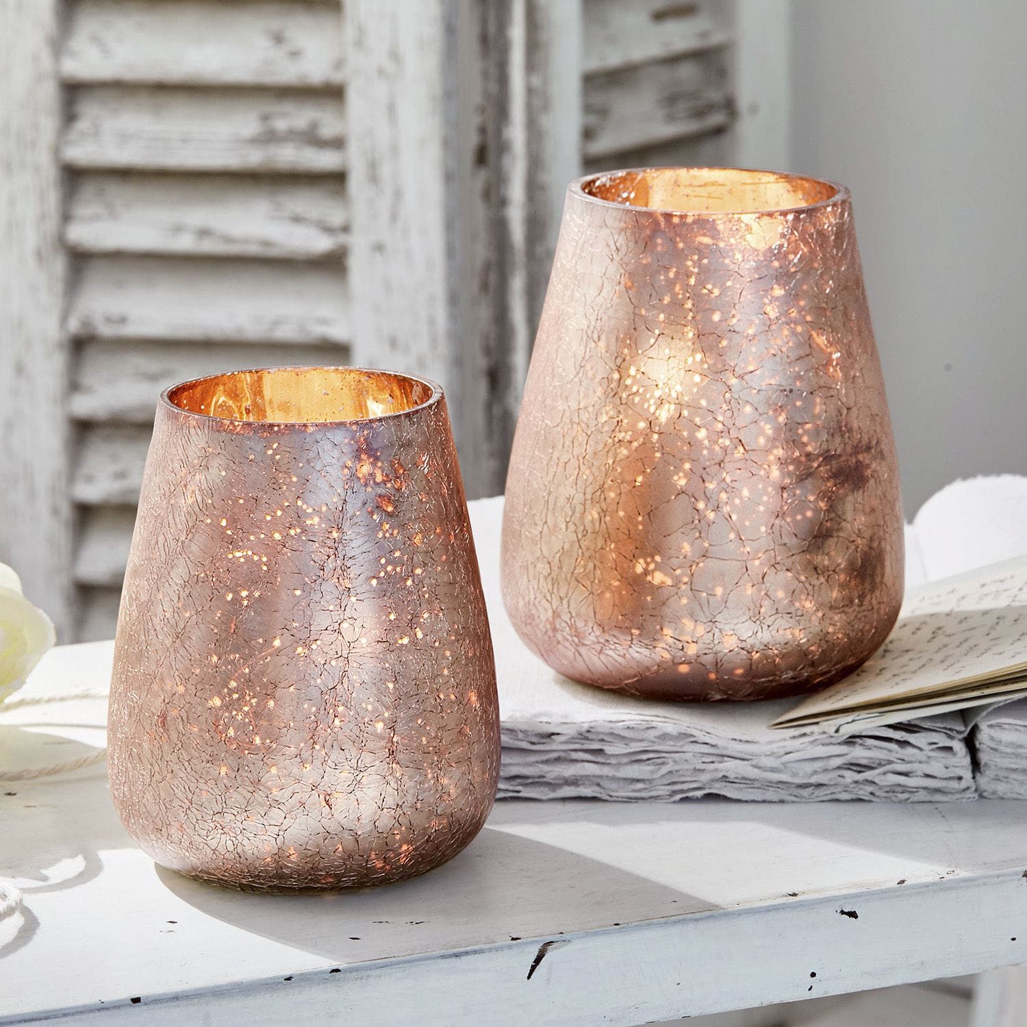 Mirabeau Windlicht Windlicht 2er Set Chanut rosa/gold (2er Set, 2er Set)