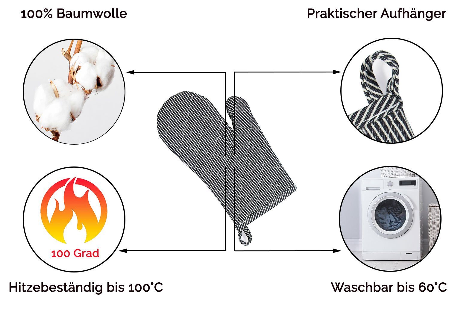 ZOLLNER Topfhandschuhe, (Set), 100% Baumwolle, Temperaturbeständig günstig online kaufen