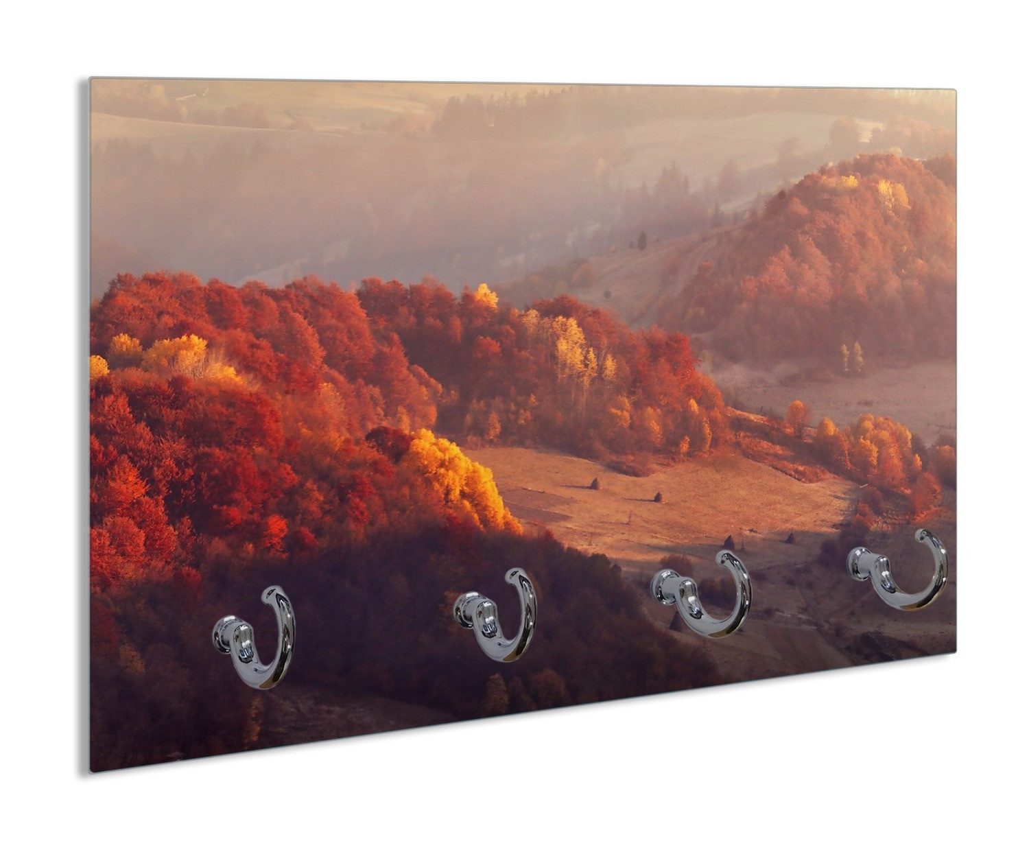 Wallario Полотенцесушители Herbstliche Berggipfel im Morgenlicht, aus Glas mit 4 Metallhaken