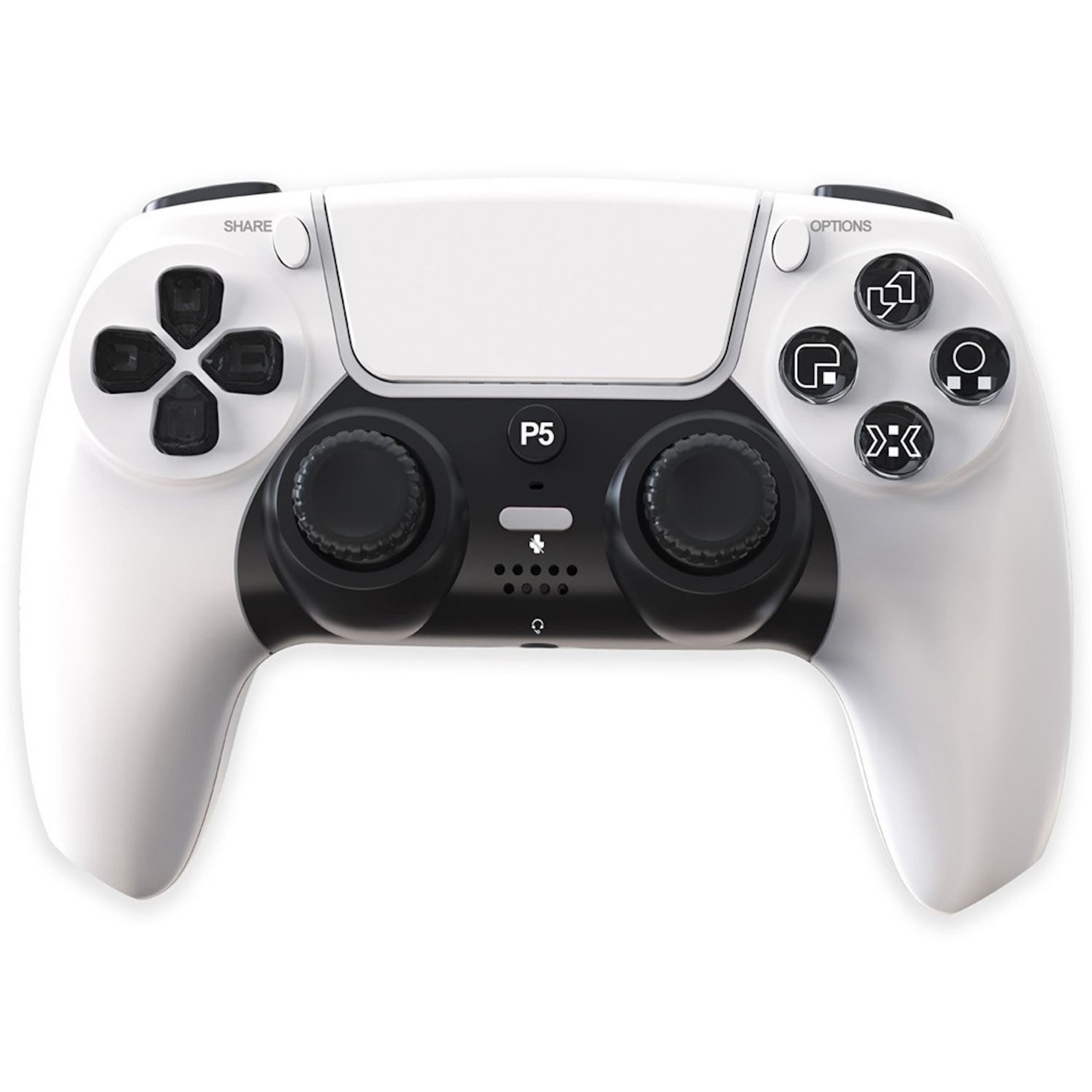 Wigento Wireless Gaming Controller für PS5 mit Hall Effekt Dual Vibration Weiß PlayStation 5-Controller (Hall Effekt, 6 Achsen Gyroskop, Dual Vibration)
