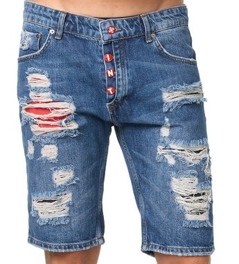 Denim House Jeansshorts Ausgefallene Destroyed Jeans Capri Herren Bermuda Blau 33