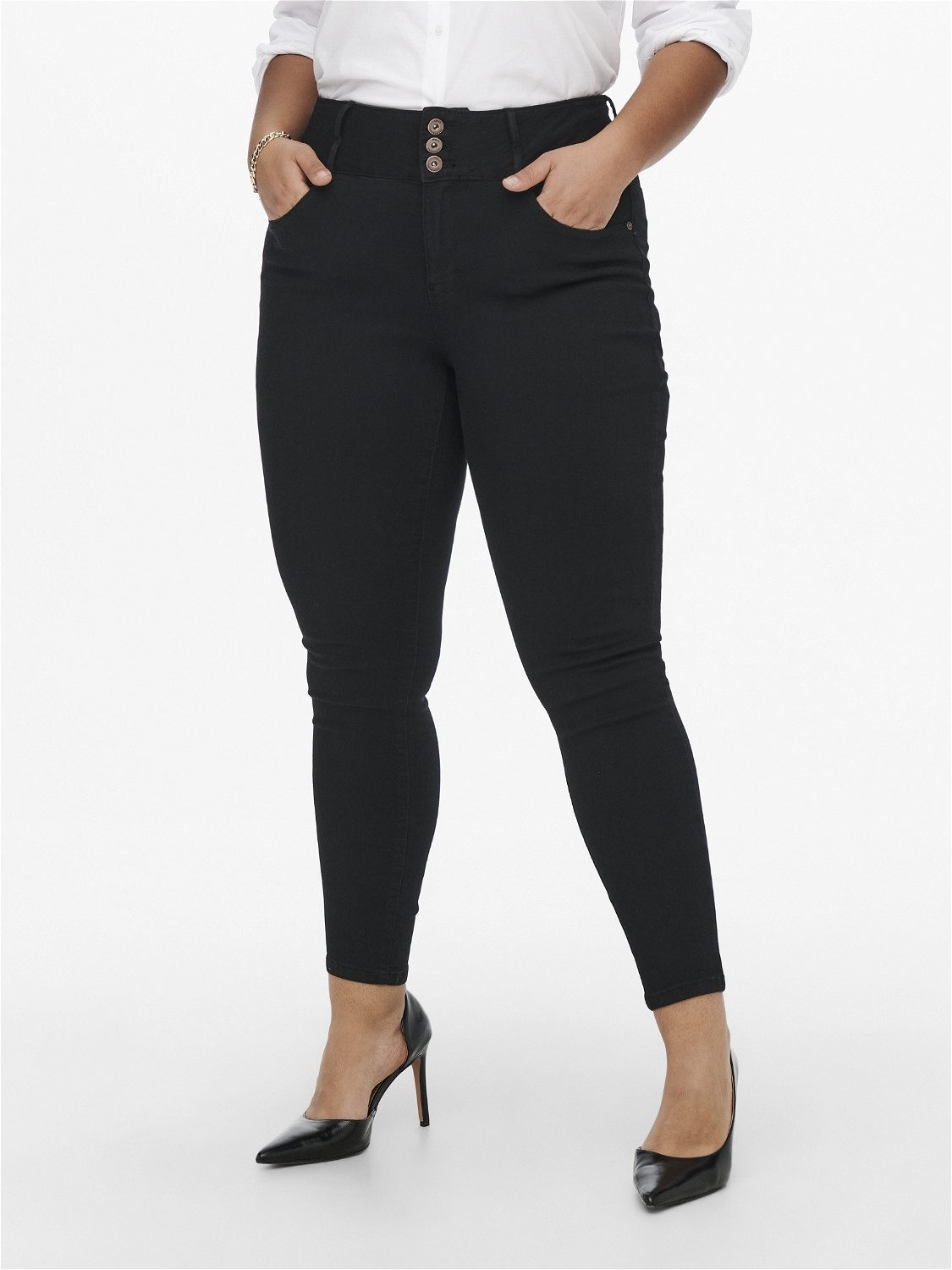 Skinny-fit-Jeans CARANNA LIFE HW SK ANK JEANS BLACK NOOS