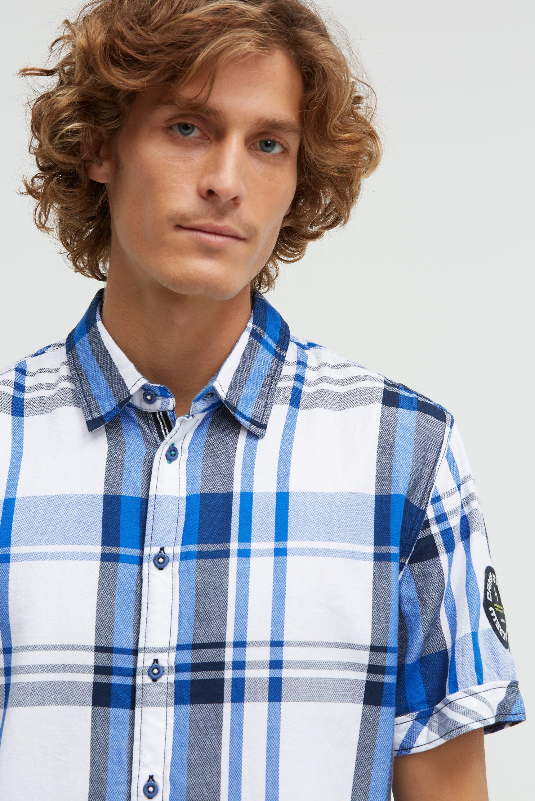 CAMP DAVID Kurzarmhemd mit Webstruktur