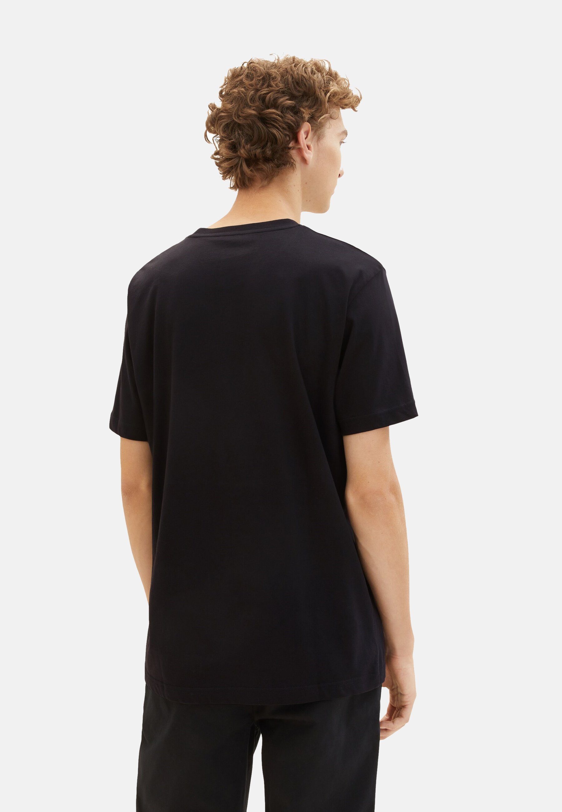 T-Shirt schwarz T-Shirt TAILOR (1-tlg) TOM Kurzarmshirt