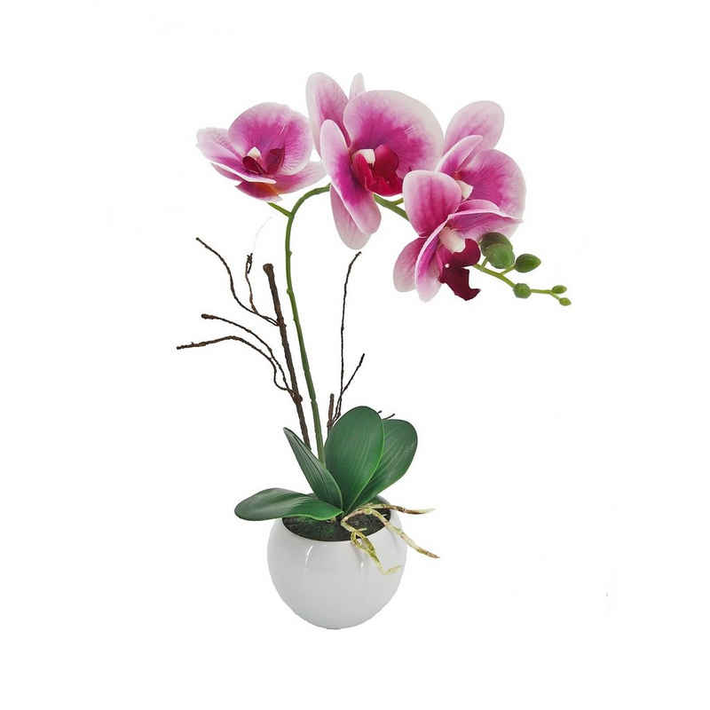 Kunstblume Kunstblume Orchidee pink im Topf Leilani Orchidee, NTK-Collection, Höhe 38 cm, Kunstpflanze Dekoration Orchidee