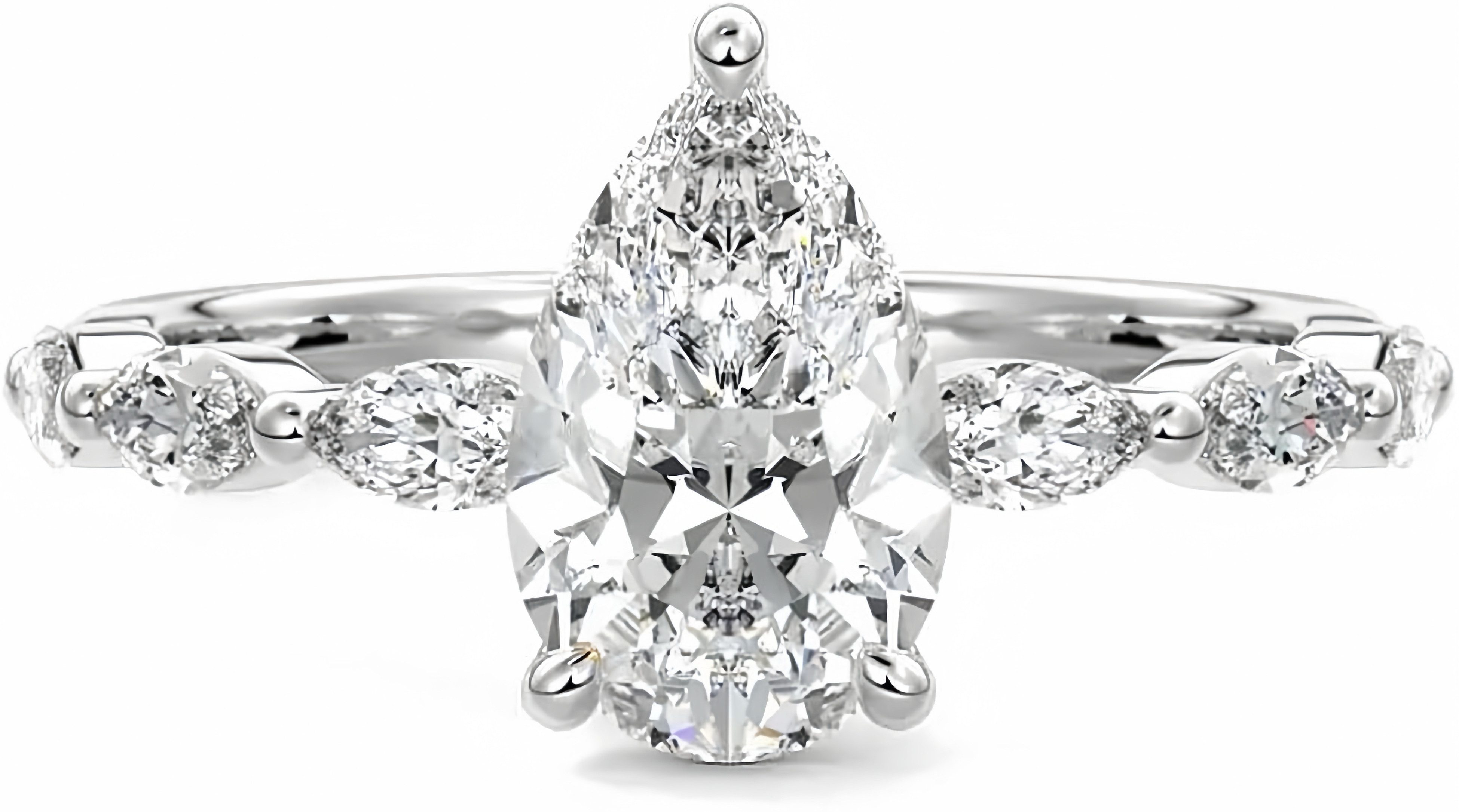 Jumpeak Verlobungsring 585 Gold, 2ct birnenförmiger Diamant aus Laborzucht, Damen-Ehering, IGI-Zertifikat Geschenke zu Hochzeit, Geburtstag, Jubiläum