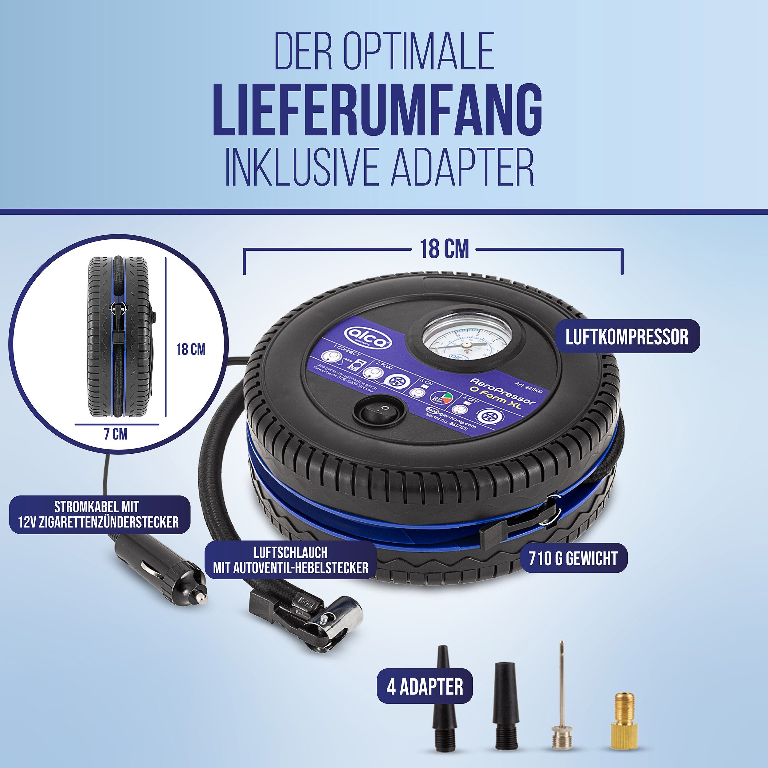 alca Kompressor Kompressor mini elektr. Auto Luftpumpe 12V Luftkompressor, 90 W, max. 7 bar, 1-tlg.