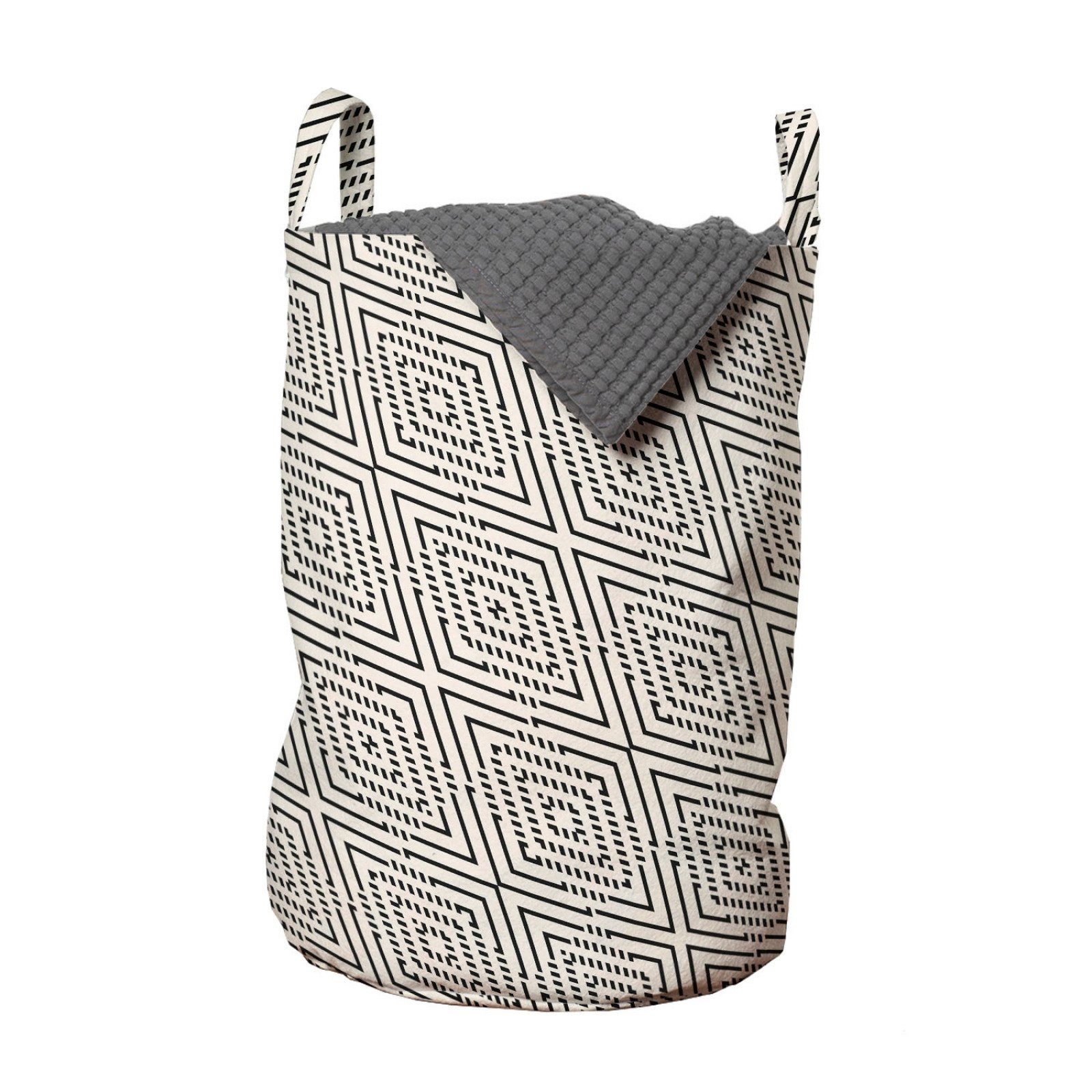 Abakuhaus Wäschesäckchen Wäschekorb mit Griffen Kordelzugverschluss für Waschsalons, Abstrakt Diagonal Rhombus Motive