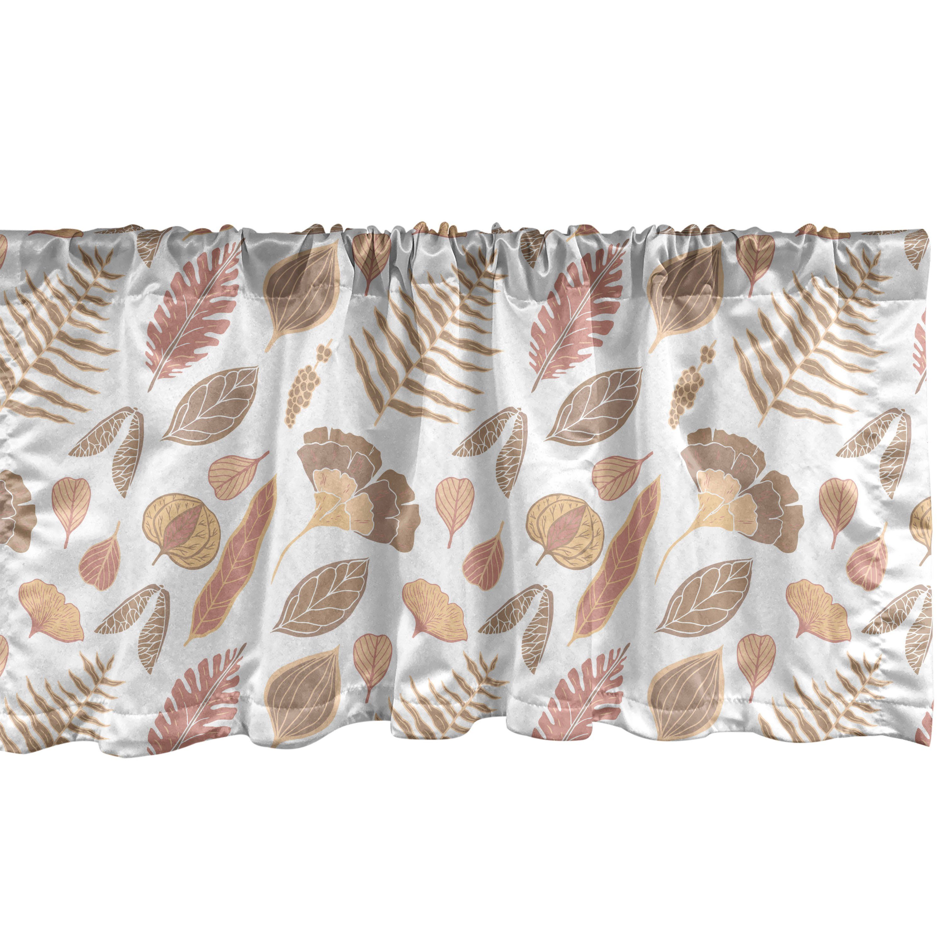 Scheibengardine Vorhang Volant Herbst Microfaser, für Abakuhaus, mit Töne Stangentasche, Bunte Dekor Küche Blätter ruhige Schlafzimmer