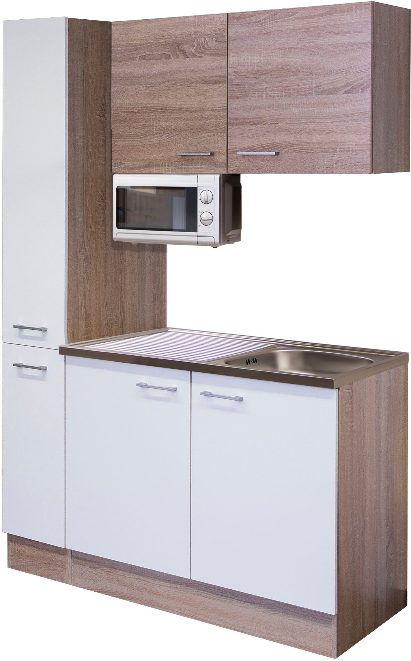 Flex-Well Кухниzeile Samoa, Gesamtbreite 130 cm, mit Apothekerschrank und Mikrowelle etc.