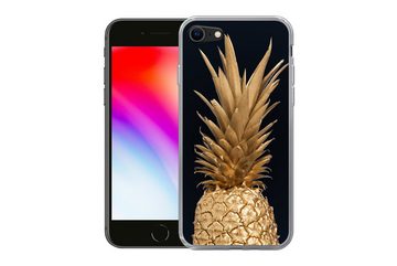 MuchoWow Handyhülle Ananas - Gold - Farbe - Schwarz - Obst - Luxus, Handyhülle Apple iPhone 8, Smartphone-Bumper, Print, Handy Schutzhülle