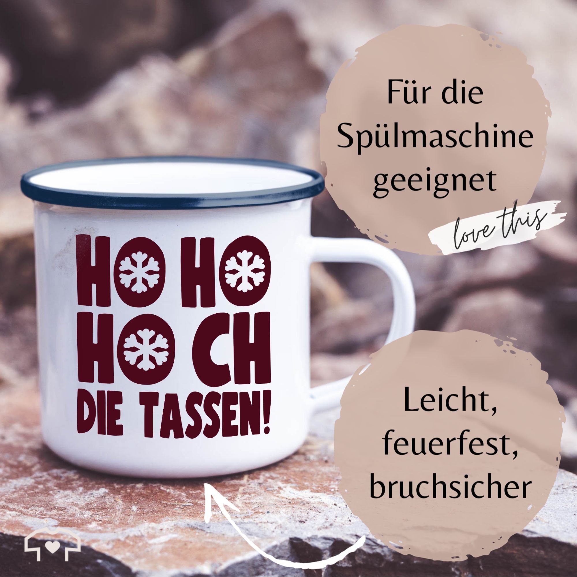 HO Blau 2 Tasse Weihnachtstasse Shirtracer HO HOCH Tassen, die Weiß Stahlblech,