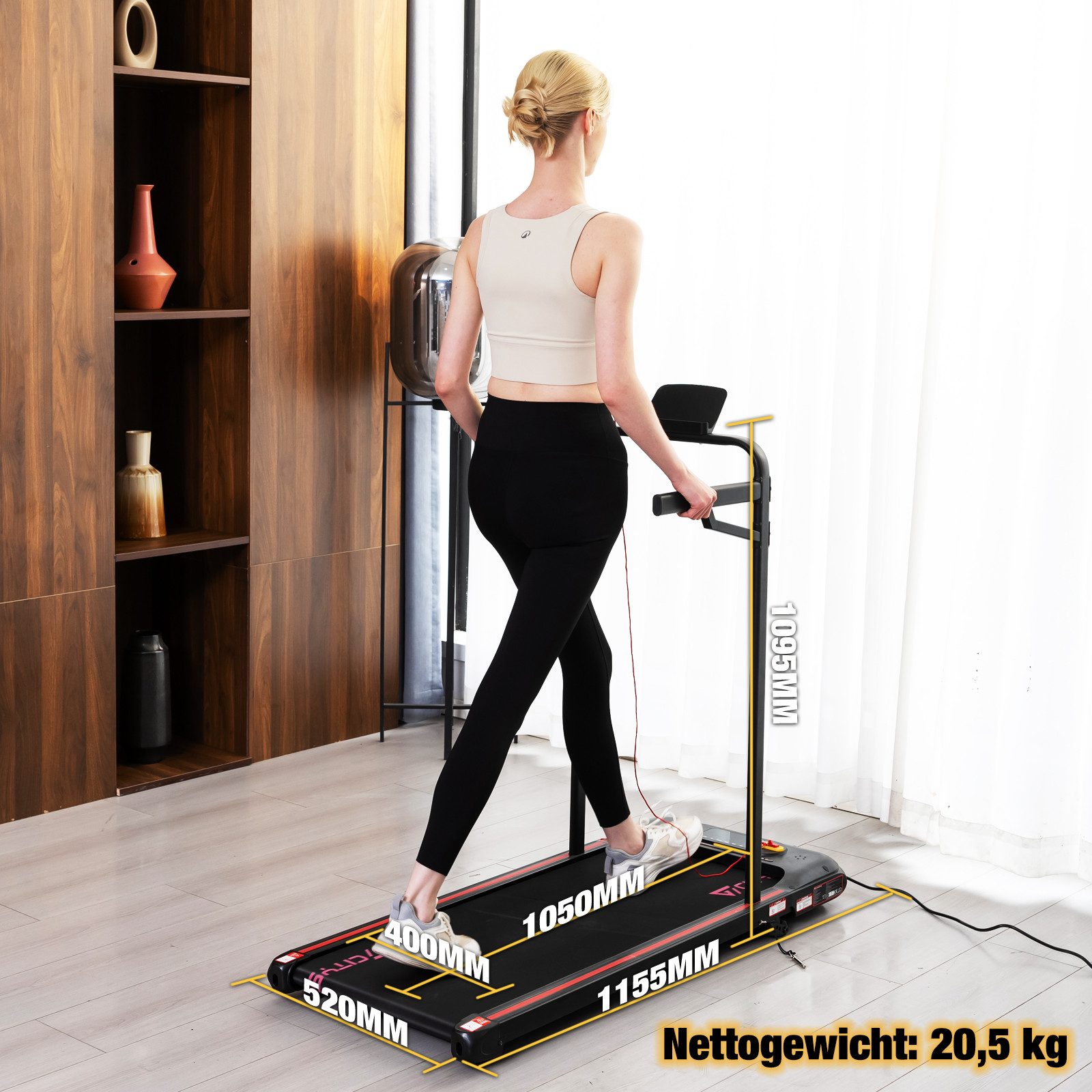CITYSPORTS Laufband WP8 Walking/Jogging Pad 440W motor mit Steigung 13% MAX (Toolkits,Schmiermittel), Laufbander für Zuhause 1-6km/h mit LED light