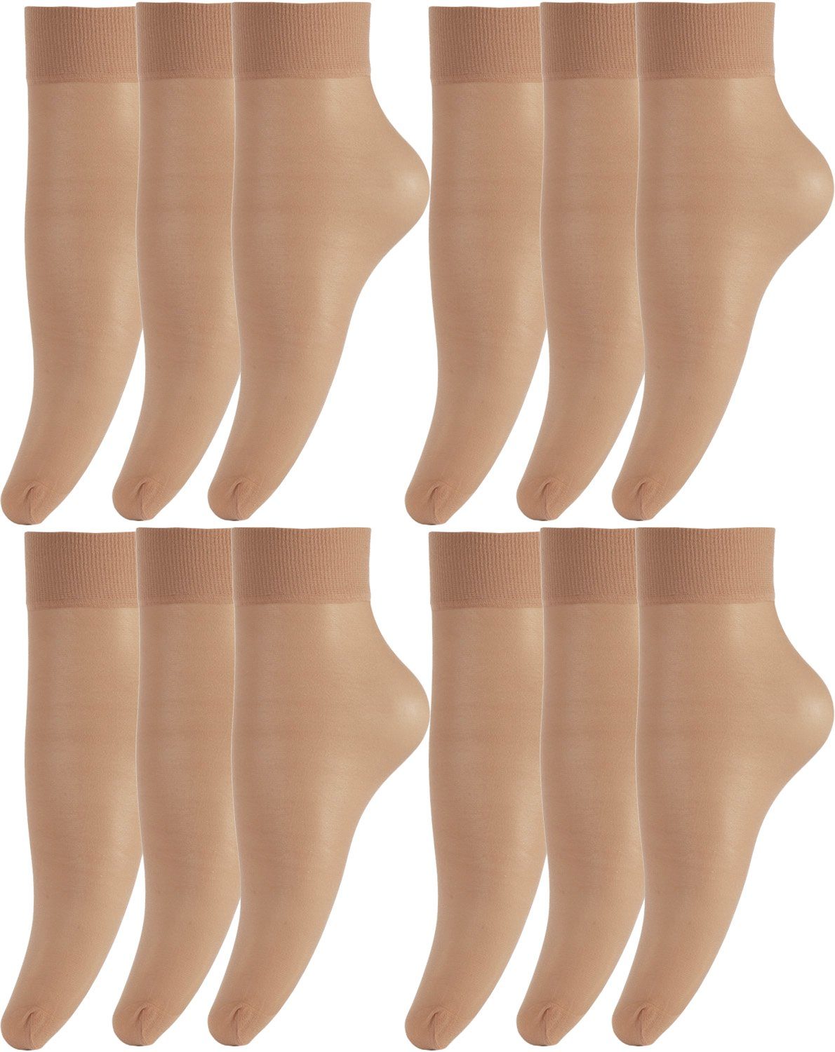 BANANALU Feinsöckchen Feinsocken Nylon Socken feinstrumpfsöckchen Großpackung (12-Paar)