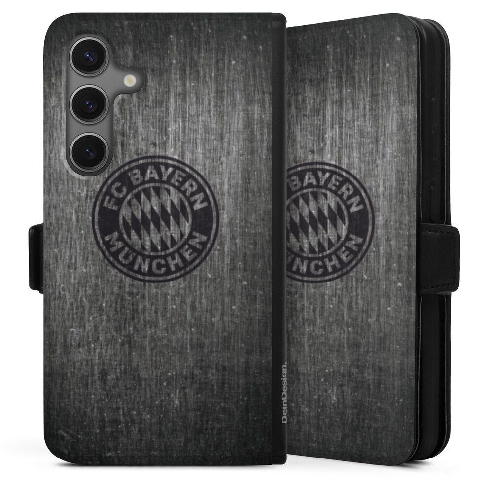 DeinDesign Handyhülle Metallic Look FCB FC Bayern München Metalllook FCB Logo einfarbig, Samsung Galaxy S25 Hülle Handy Flip Case Wallet Cover