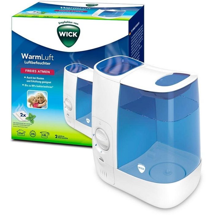 WICK Luftbefeuchter WH845 Warmluft-Befeuchter 3 8 l Wassertank bis zu 99 % bakterienfreie Feuchtigkeit