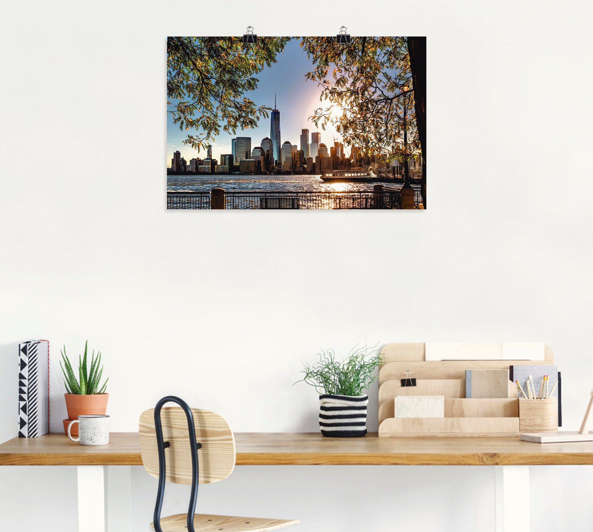 Artland Wandbild St), als Poster Leinwandbild, in (1 Amerika Größen oder Alubild, New York, Wandaufkleber Sonnenaufgang versch. über