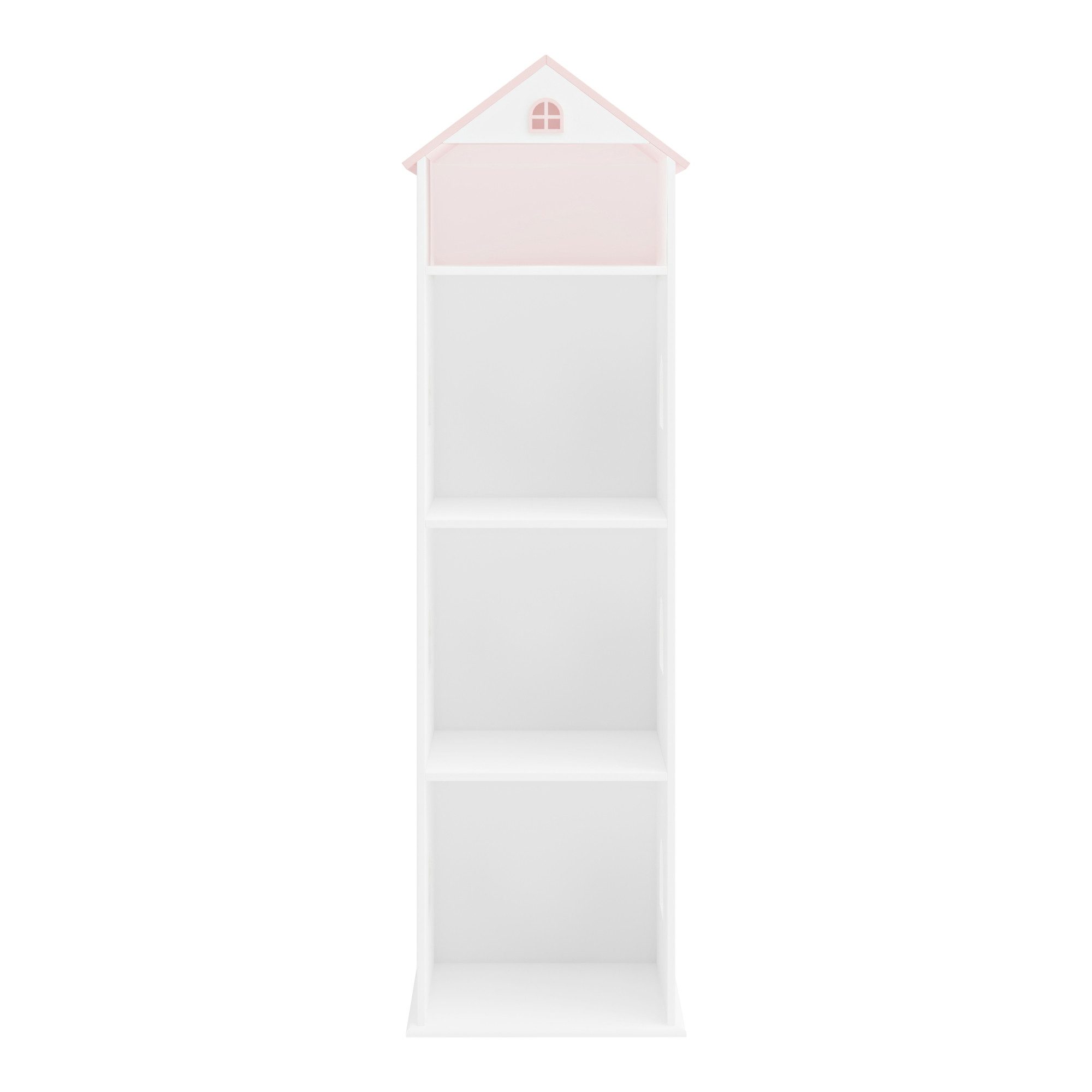 en.casa Kinderregal, »Vipsali« in Hausoptik 140 x 40 x 35 cm Weiß / Rosa