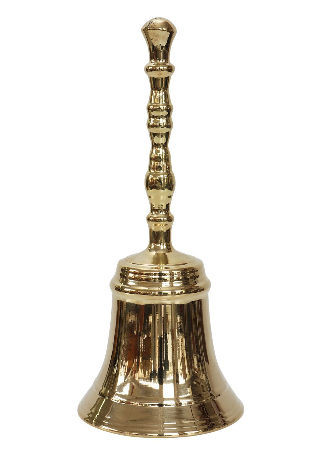 Aubaho Dekoobjekt Tischglocke 16cm Handglocke Glocke Schulglocke Antik-Stil Messing (c)