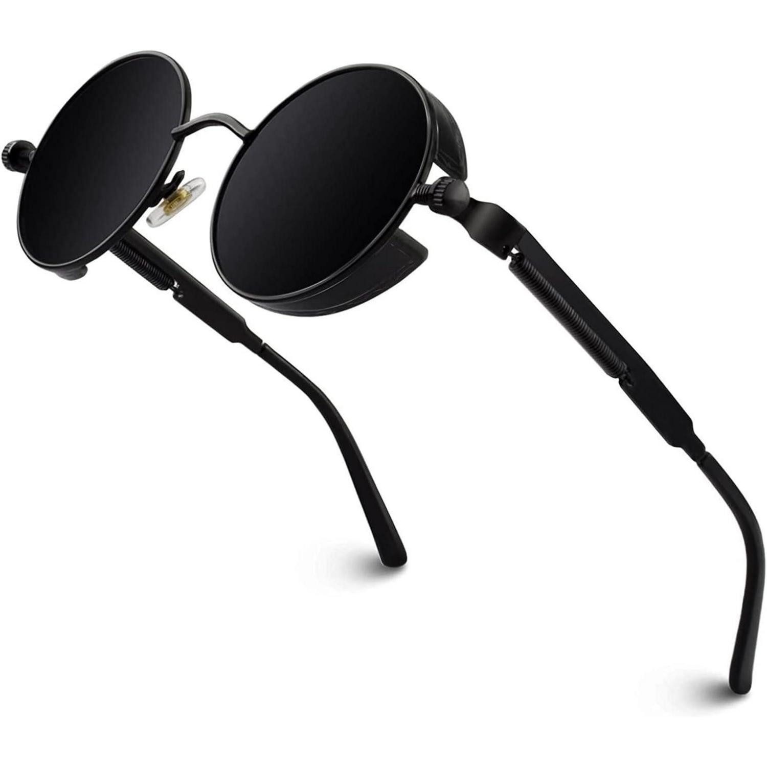 LuxusKollektion Retrosonnenbrille Sonnenbrille Retro Runde Steampunk Polarisierte UV400 1.1 Schwarz Grau (1-St)