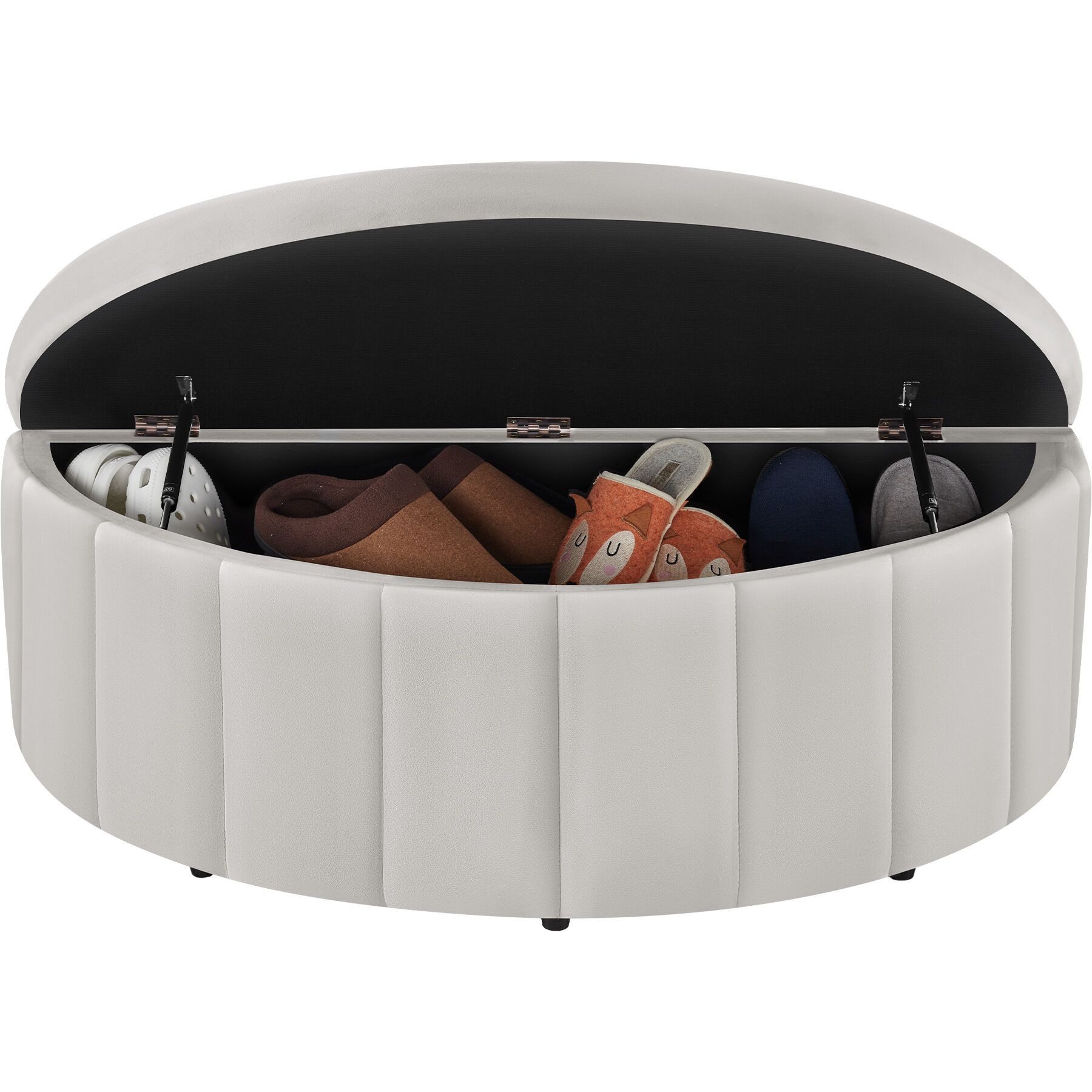 tectake Bank Polsterbank mit Stauraum Belastbarkeit 150 kg, 108 x 48 x 38,5 cm (Polsterbank Moon, in Samtoptik Taupe), Polsterdeckel mit Gasdruckfedersystem, mit Samt oder Bouclé