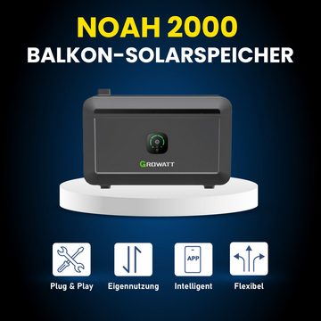 EPP.Solar Solaranlage Growatt NOAH 2000 Balkon Solar Speicher 2048W Akkukapazität, Kompatibel mit Aller Balkonkraftwerke Plug&Play Installation