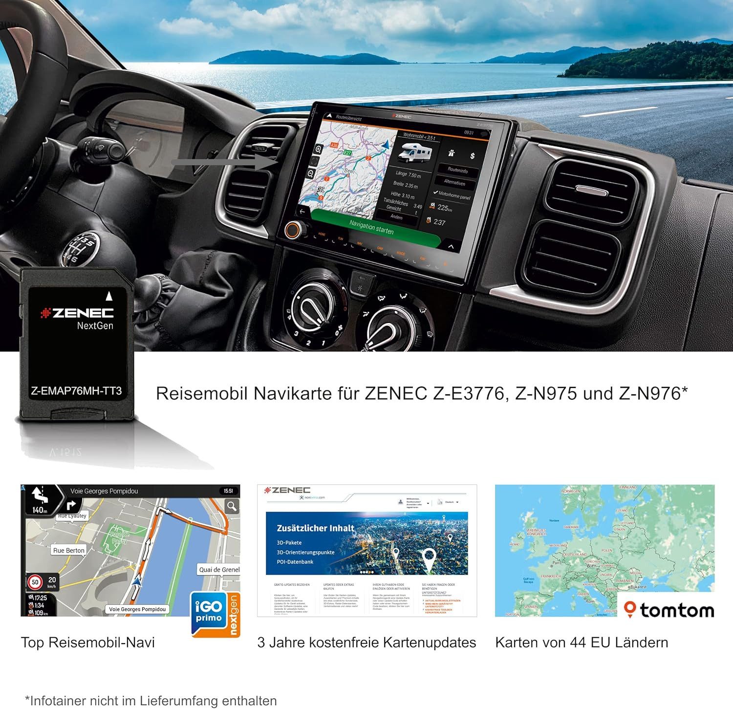 Zenec Zenec Z-EMAP76MH-TT3 Camper-Navisoftware 3 Jahre Update PKW-Navigationsgerät