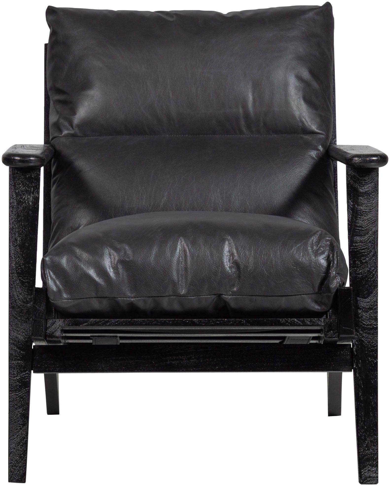WOOOD Sessel Houston Akazienholz-Rahmen mit Bezug, H 86 x B 71 x T 71 cm, Echtem Lederbezug, Tragkraft 150 kg, imprägniertem Schutz pfleigleicht – Bild 2 von 5