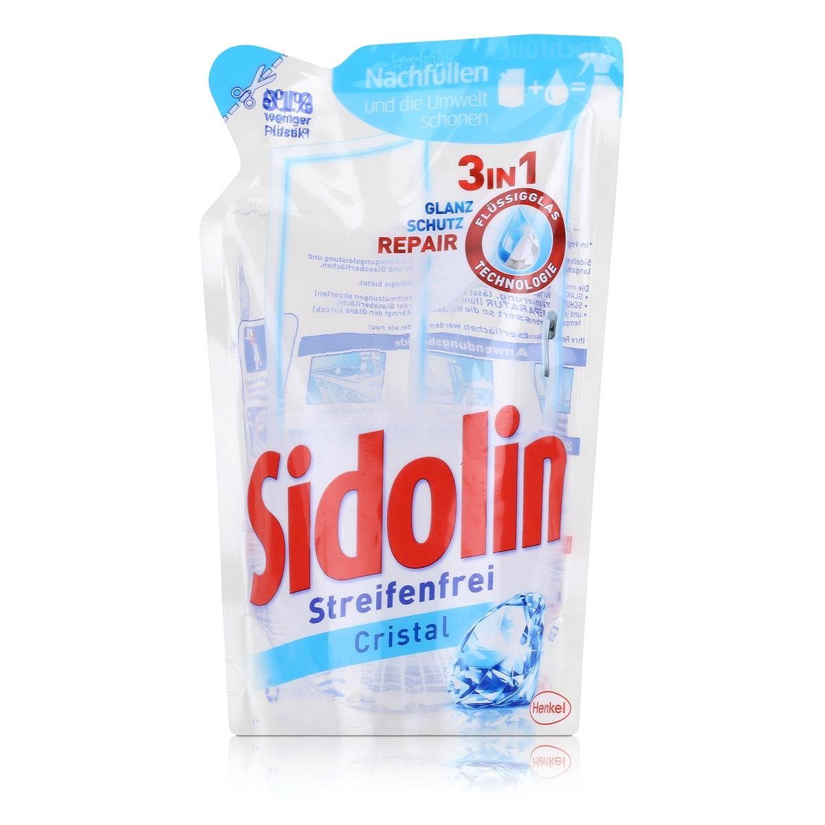 SIDOLIN Sidolin Streifenfrei Cristal Nachfüller 250ml - Glasreiniger (1er Pack Glasreiniger