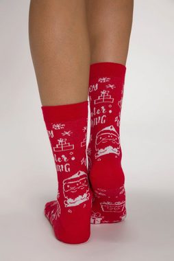 Ulla Popken Feinkniestrümpfe Socken 3er-Pack Weihnachtsmotive Geschenkbox (3-Paar)