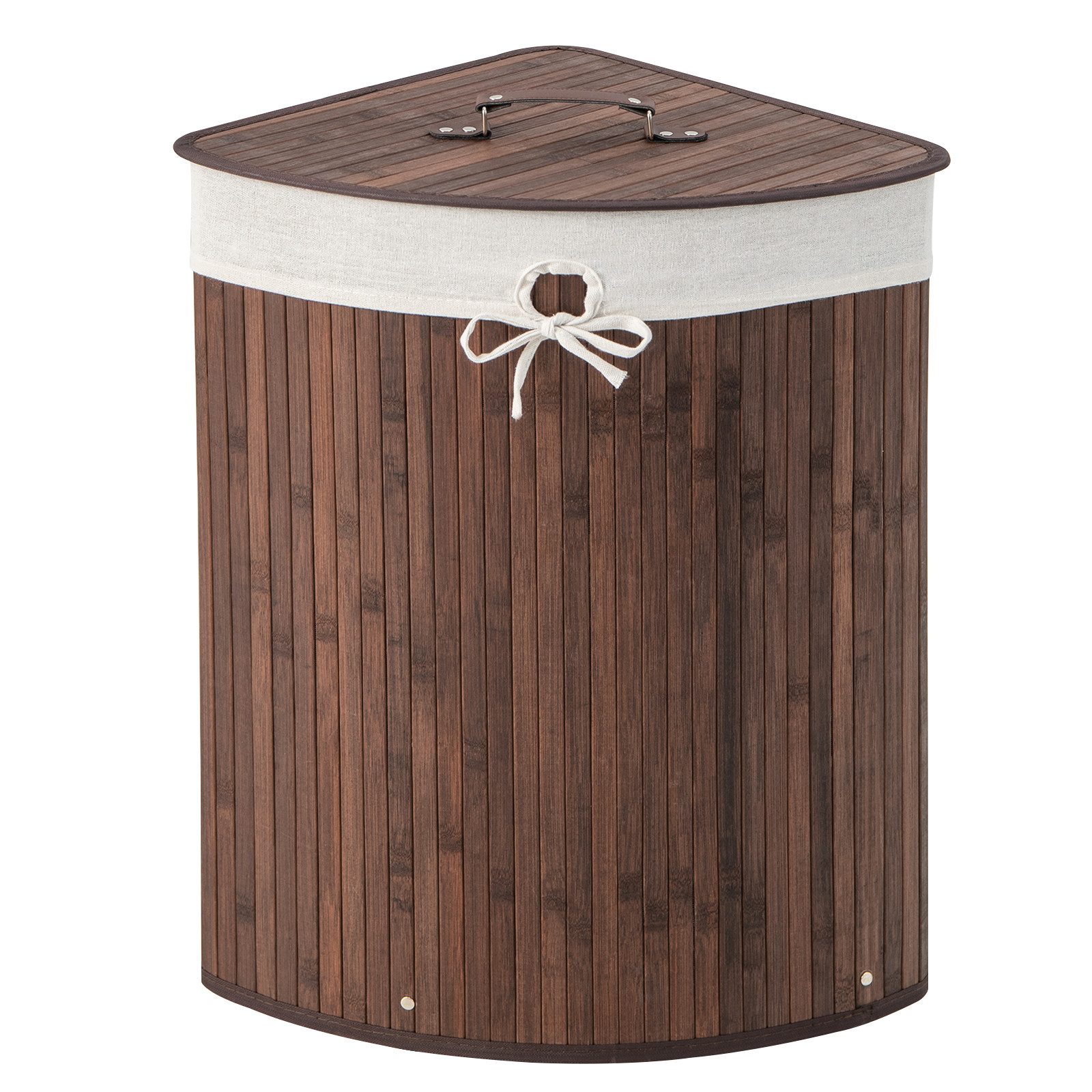 COSTWAY Wäschekorb, mit Deckel, 58L, Bambus, mit ausnehmbarer Innentasche