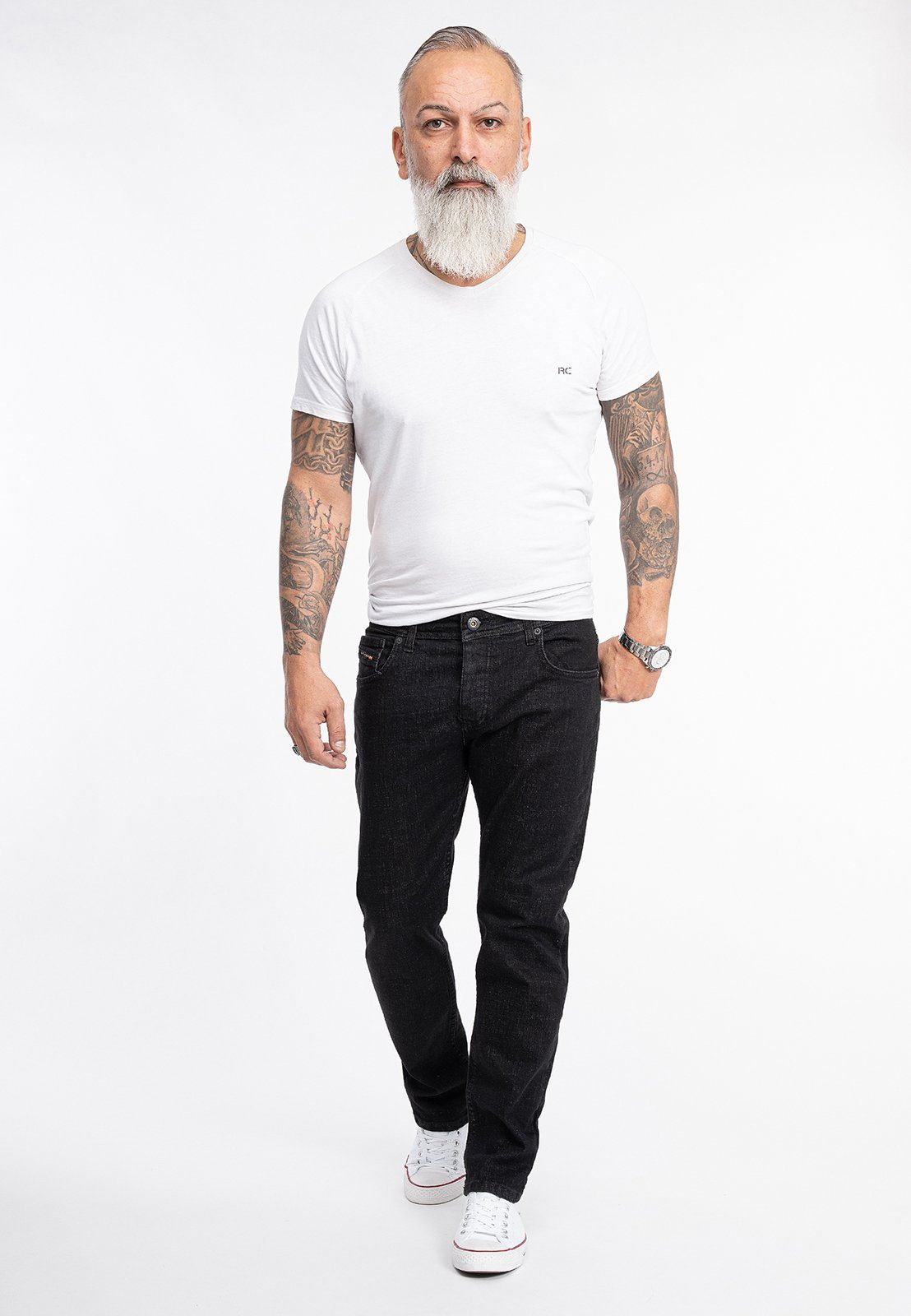 Rock Creek Regular-fit-Jeans Herren Jeans Stonewashed Schwarz RC-2277