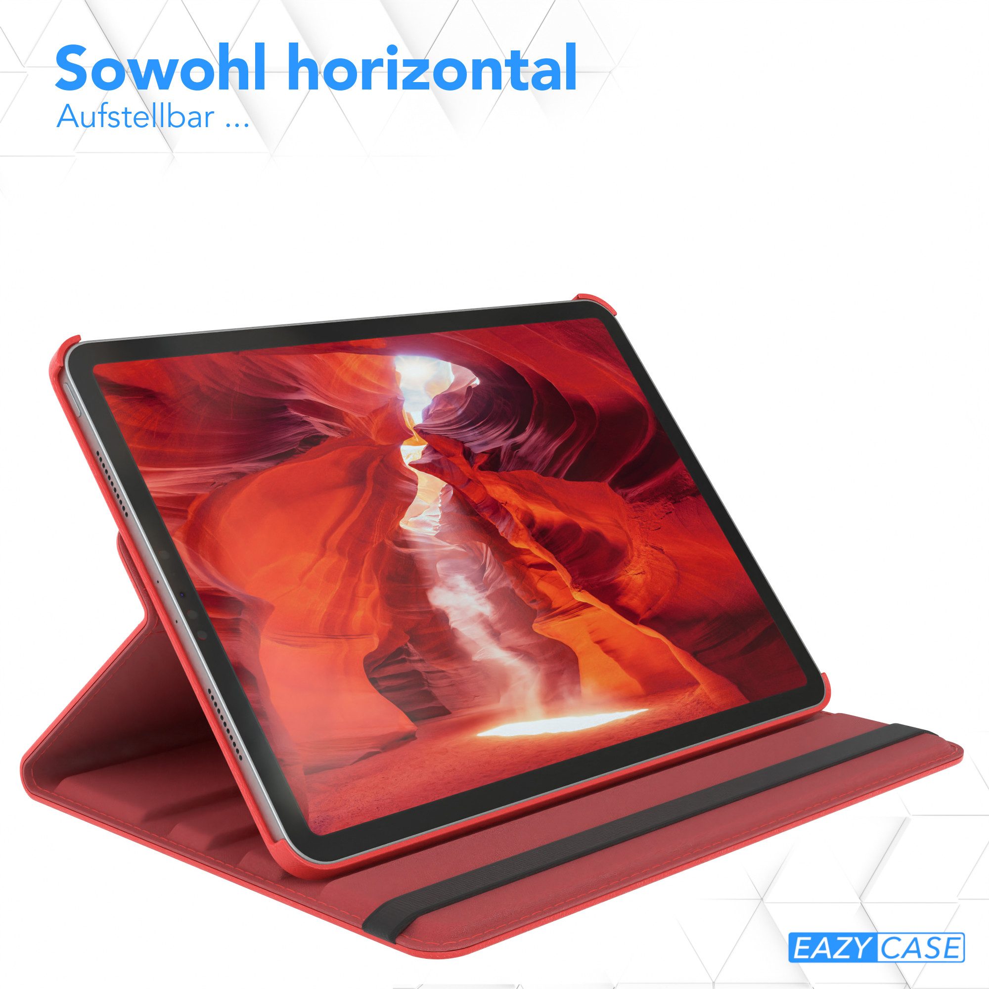 EAZY CASE Tablet-Hülle Rotation Case für iPad Pro 11" 1./2./3./4. Gen. 11 Zoll, Tabletcase Flipcover Smart kratzfest Hülle aufstellbar drehend Rot – Bild 4 von 5