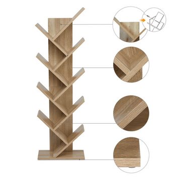 Mondeer Bücherregal in Baumform aus Holz Bücherschrank, Würfelregal exquisites 9 lagiges, einfaches Design und Platzsparen